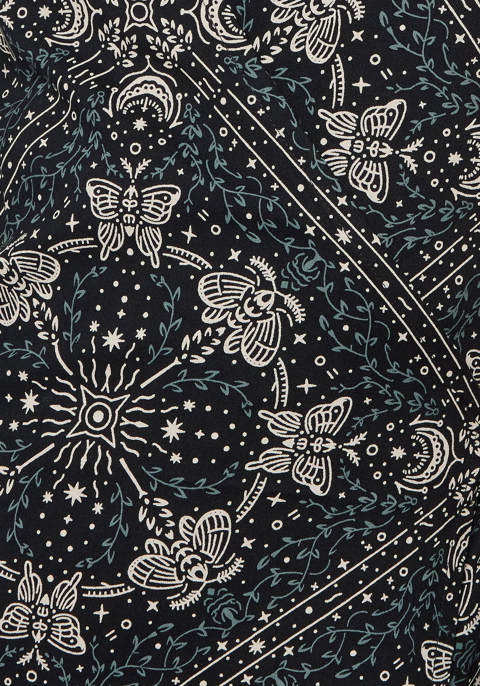 Outdoor Style UV-Resistant Poem Moth Print Wrap Midi Dress