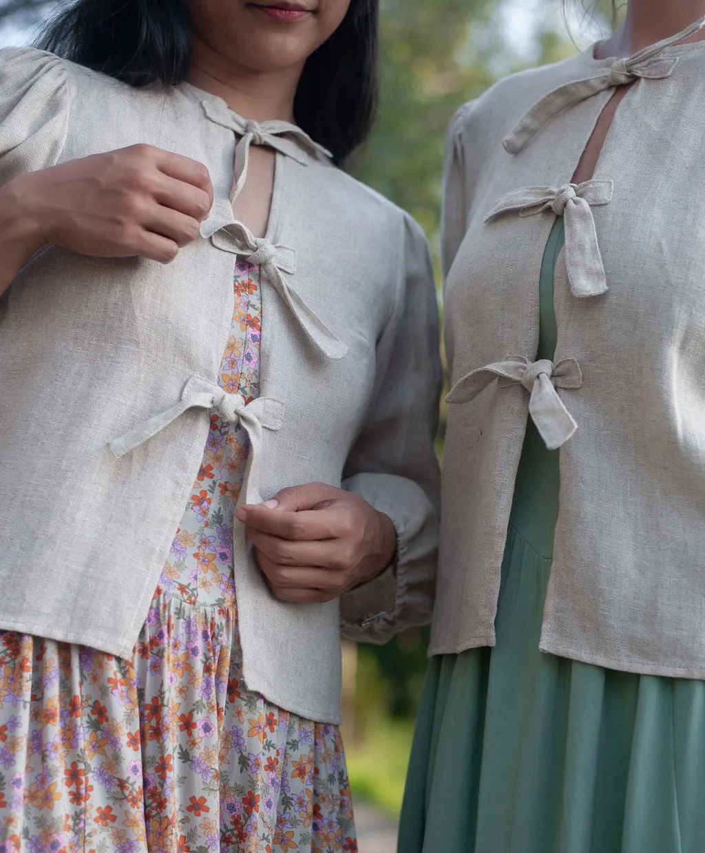 Poet Top in 100% Sand Linen Cold Day Ready