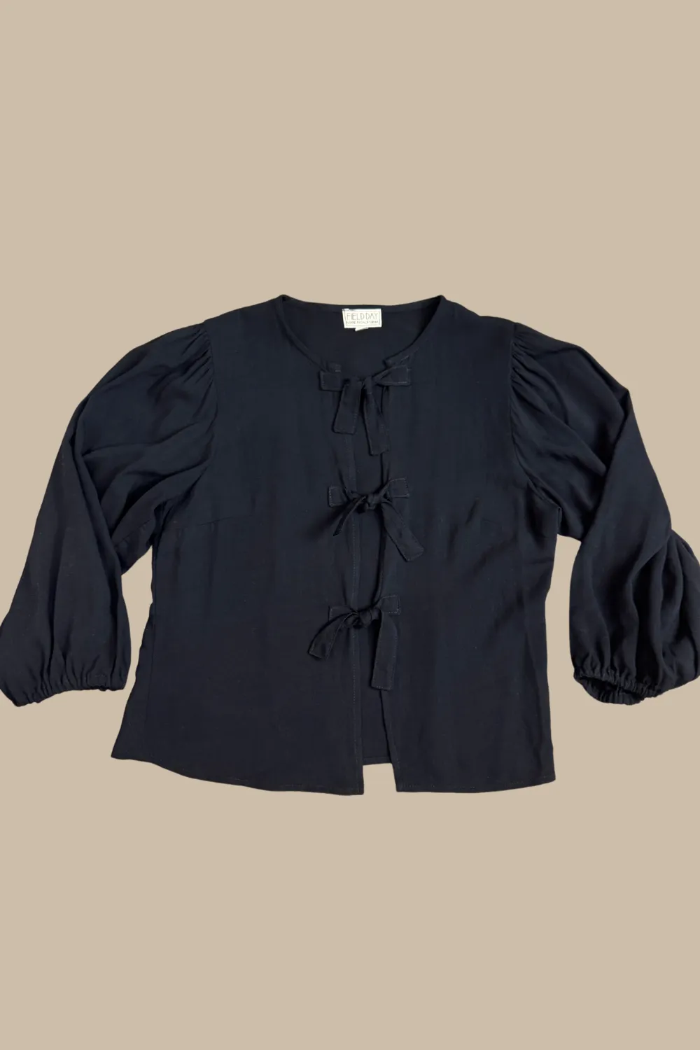 Seasonal Must-Have Poet Top in Black Cotton