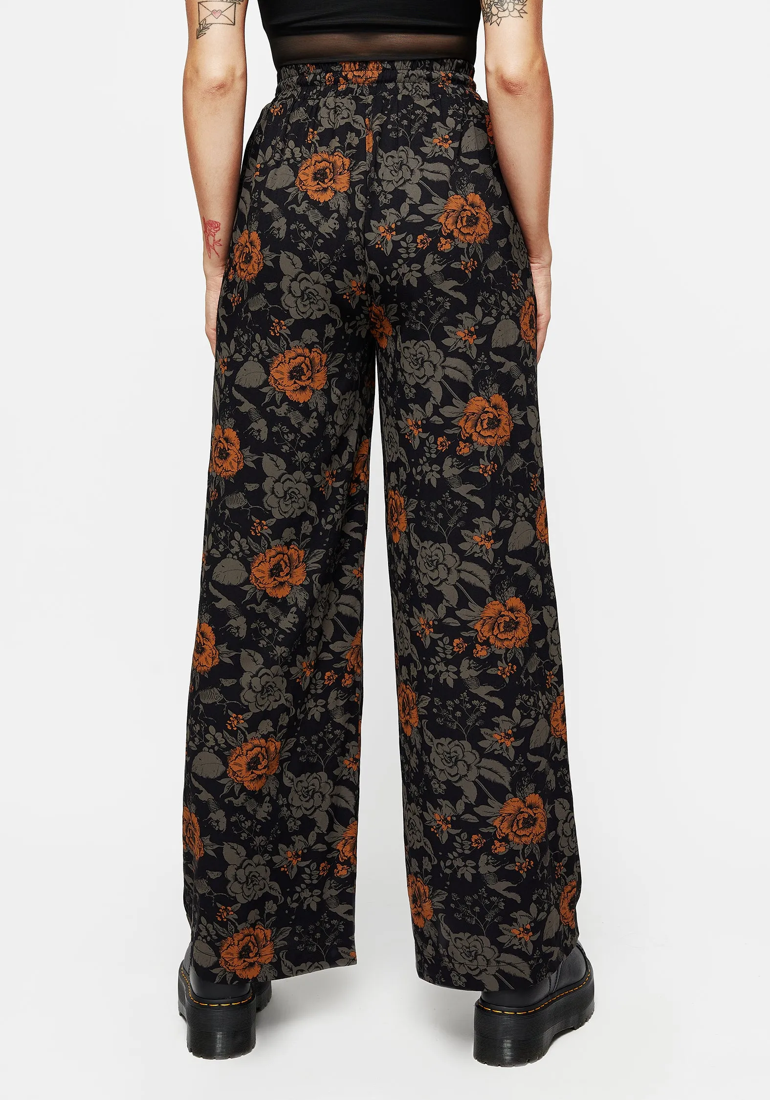 Easy Style Department Store Style Mortify Floral Print Wide Leg Trousers