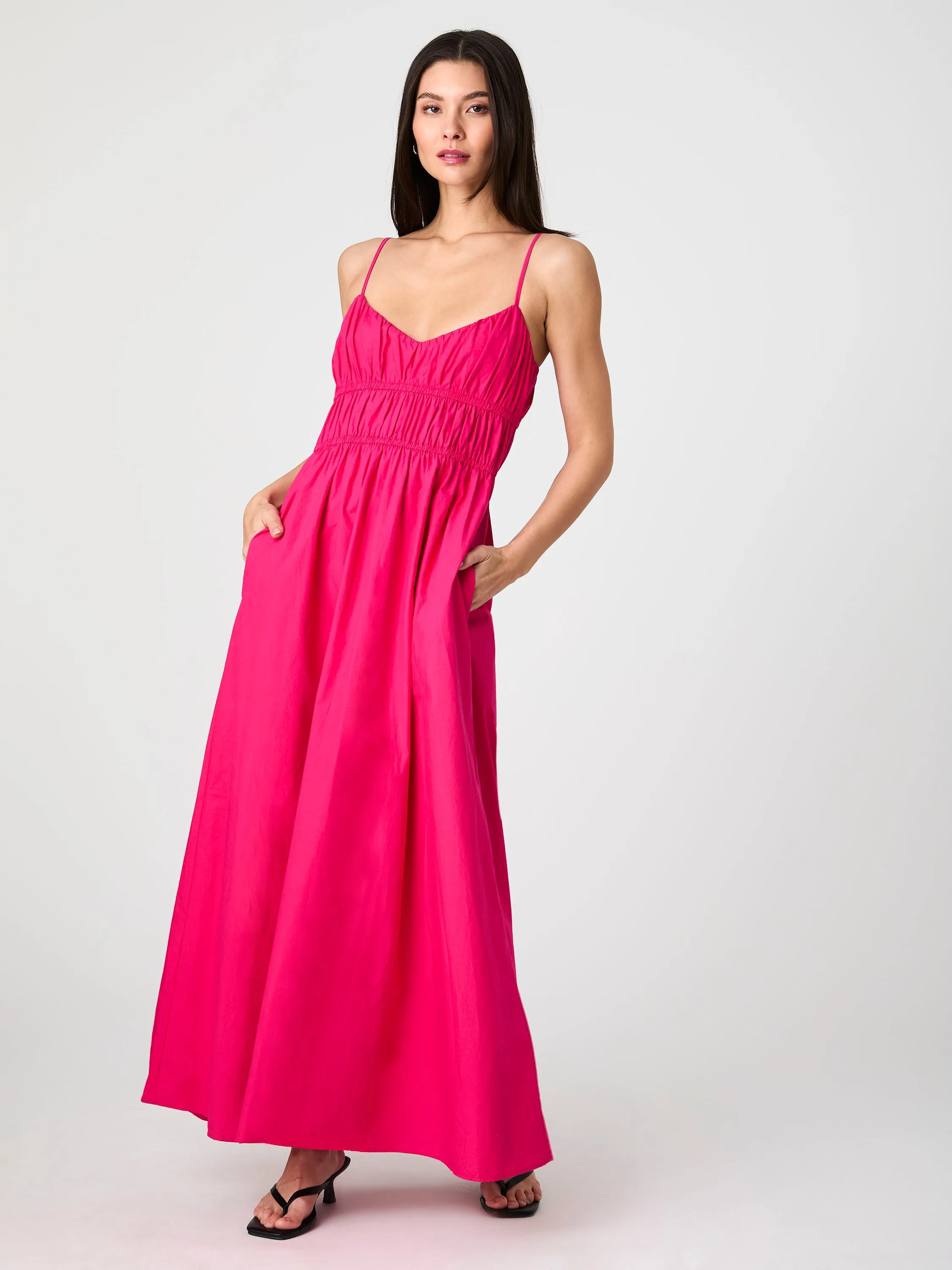 Poplin Ruched Maxi Dress SustainableCotton