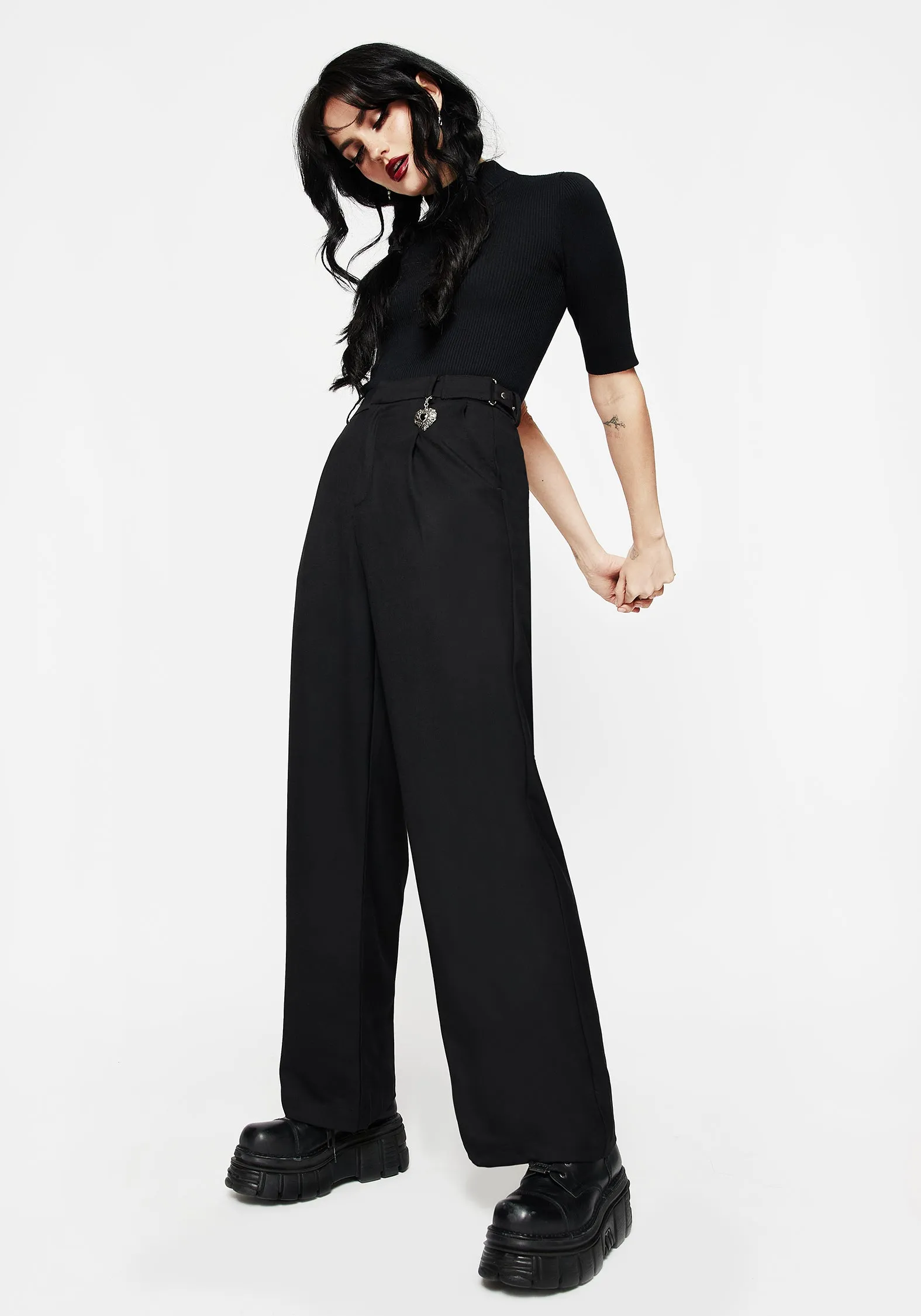 Porcia Wide Leg Tailored Trousers Stretchy Mix Culture