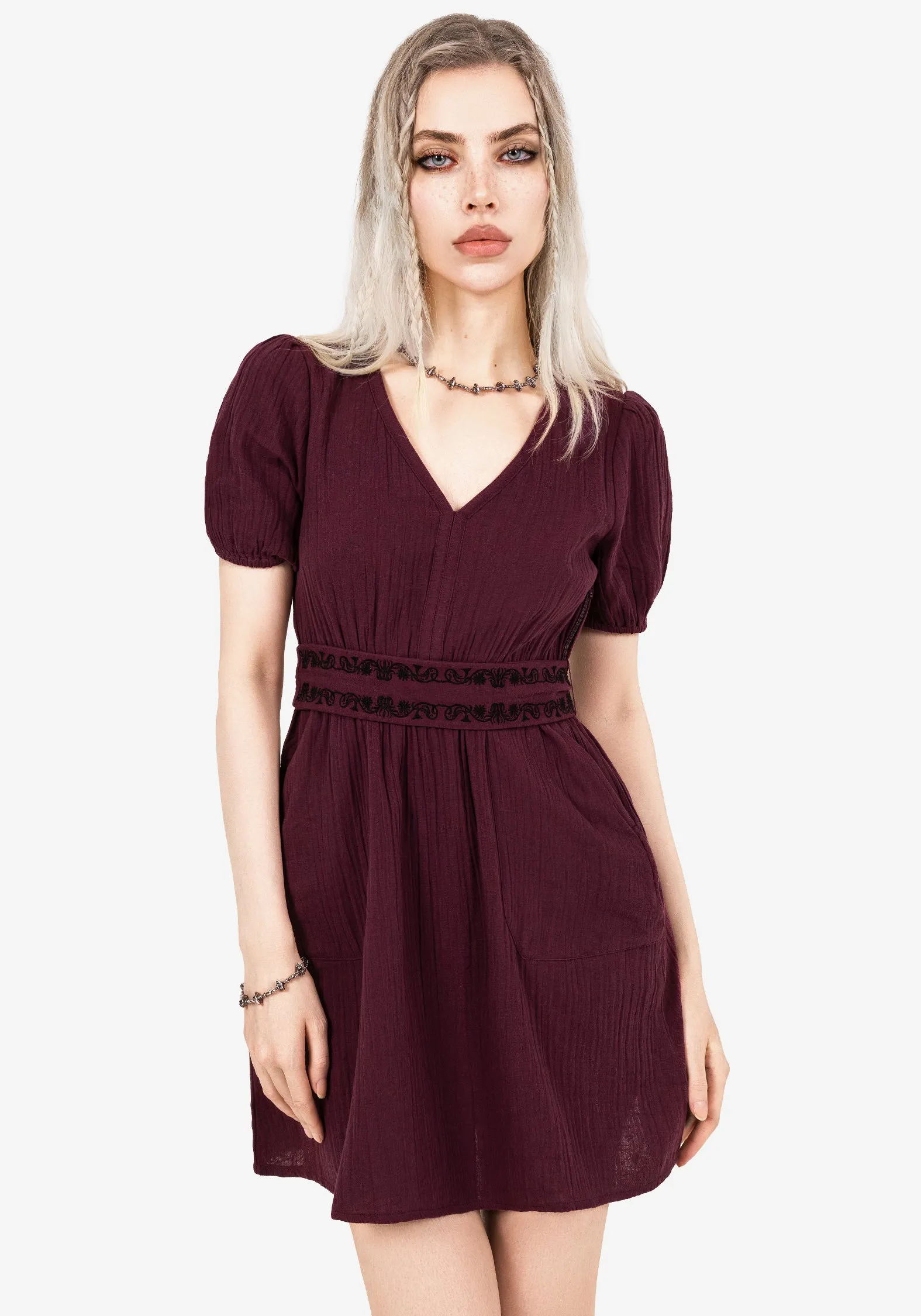 Casual Fit garden party Poultice Embroidered Cotton Mini Dress