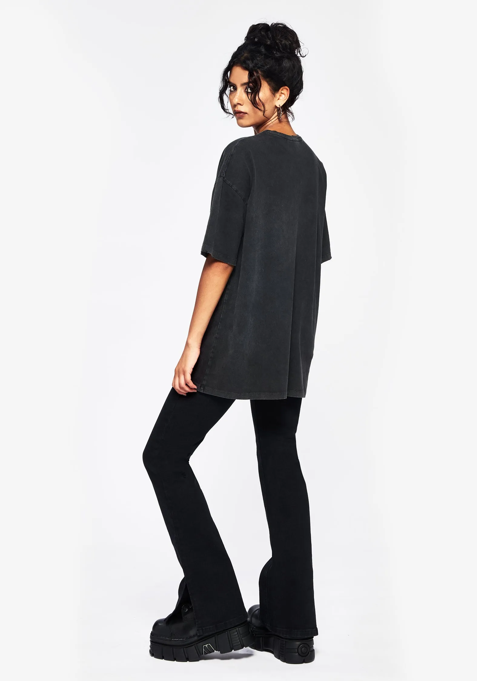 Stretch Fabric Technology Easy Care Fabric Anura Oversized Acid Wash Frog Graphic Print T-shirt