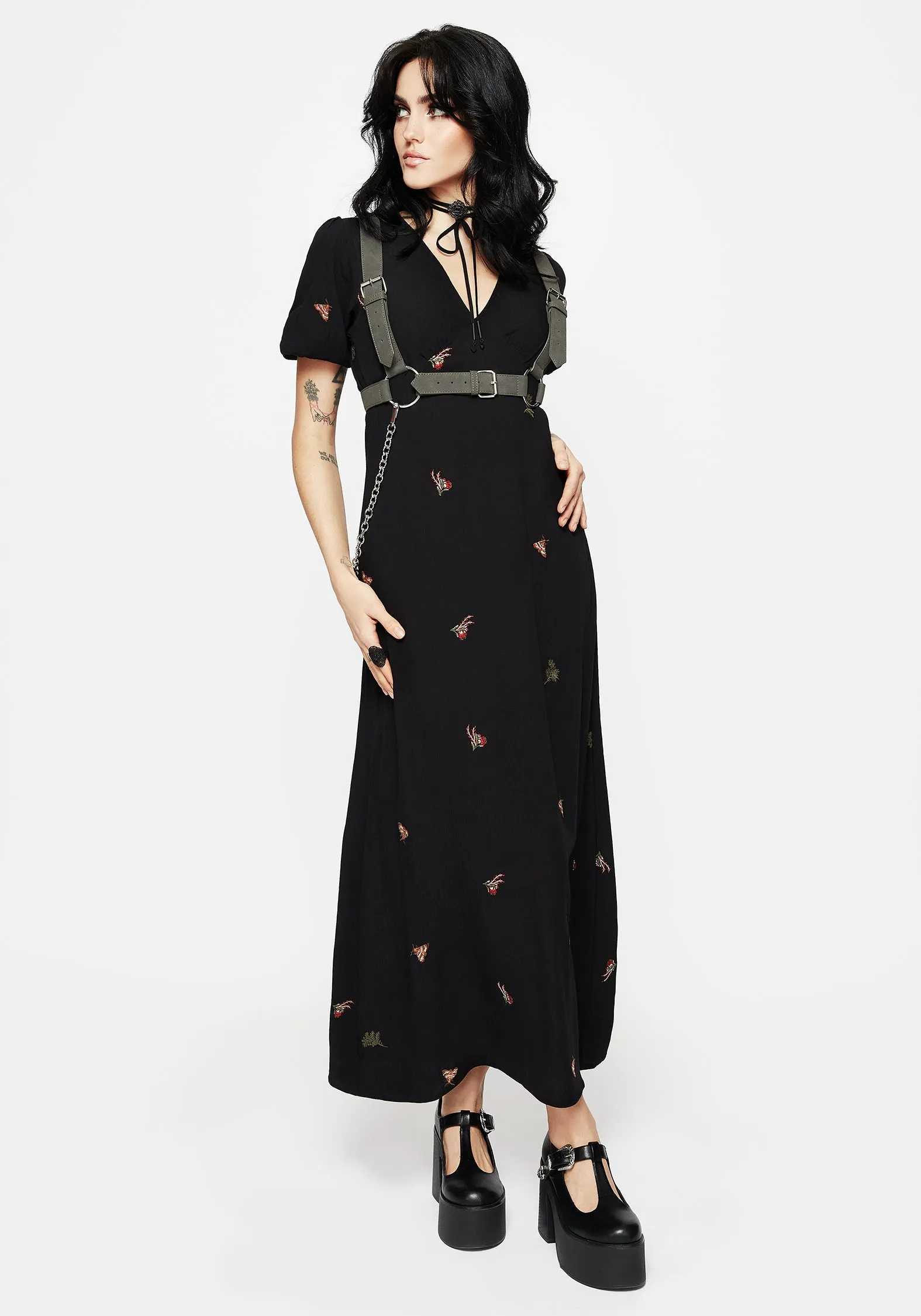 Copia Moth Embroidered Maxi Dress Street Edge Urban Minimalism