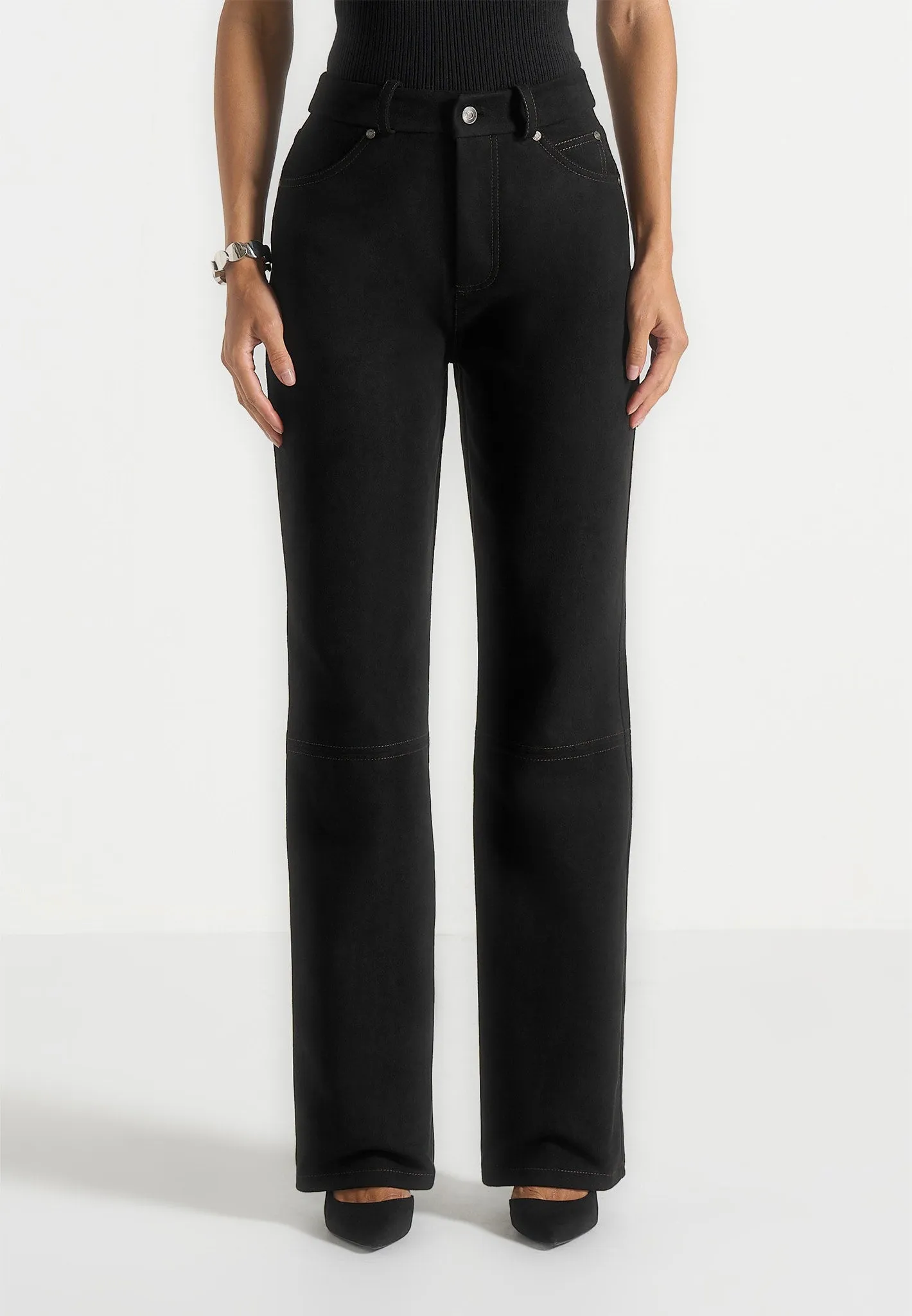 Active Ready No Gap Waist Design Kalie - Suede Boyfriend Jeans - Black