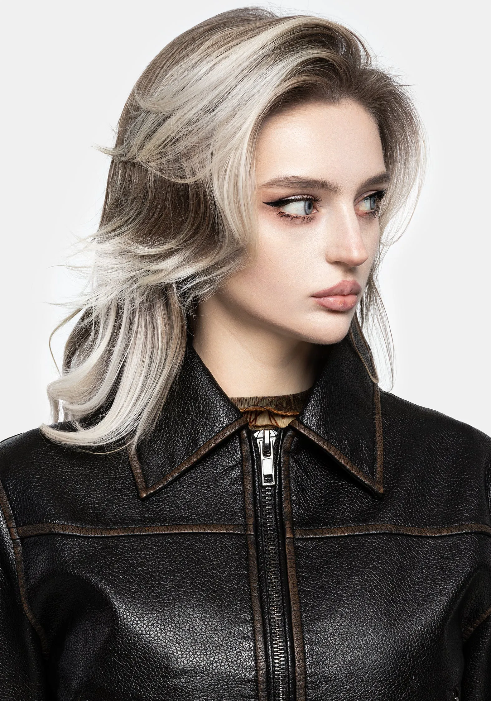 Ermania Crop Faux Leather Jacket Stay Dry Interior