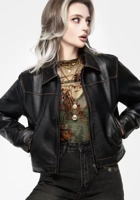 Eco Nice Ermania Crop Faux Leather Jacket