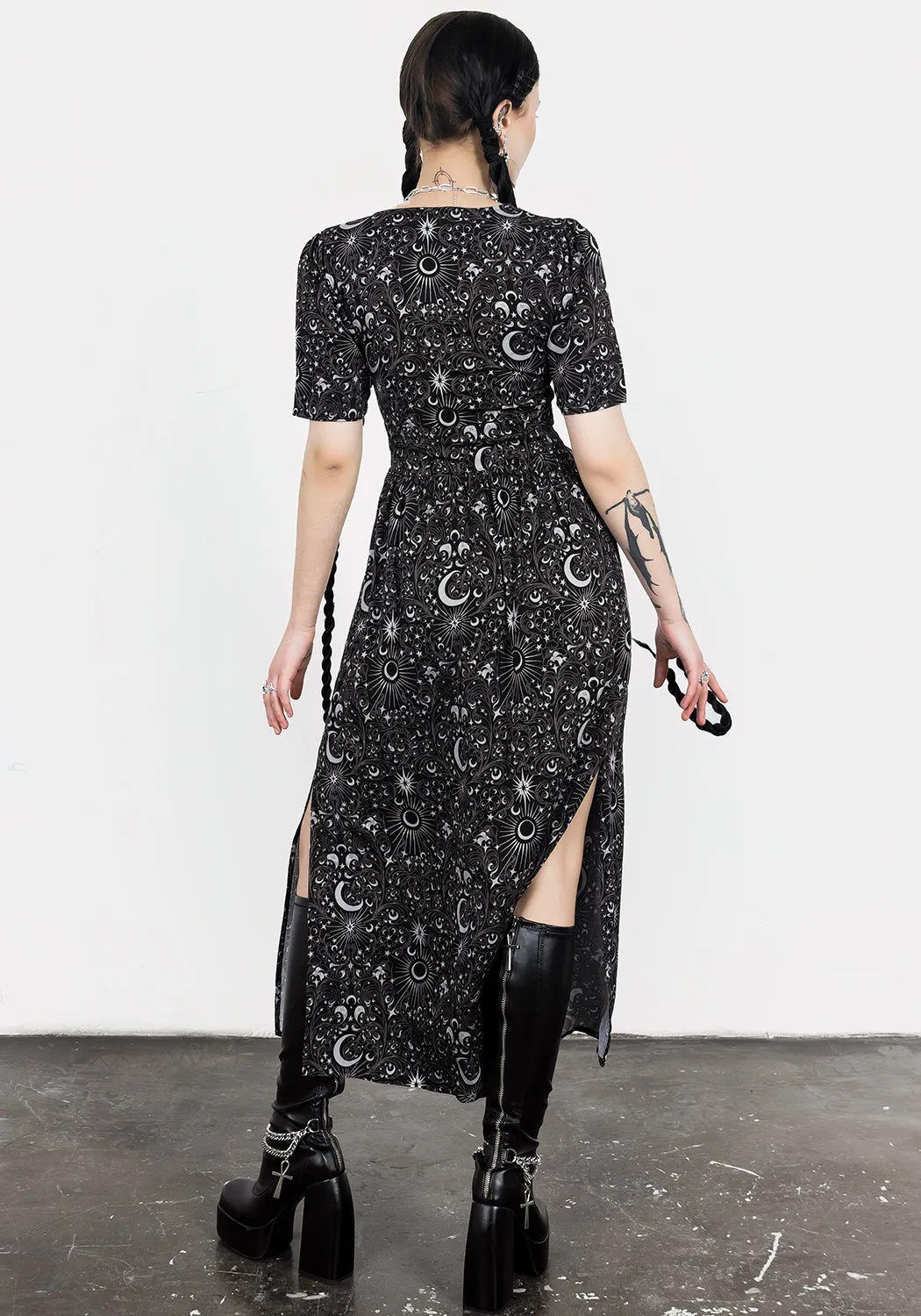 Stellaluna V Neck Button Short Sleeve Midaxi Dress Countryside-Style