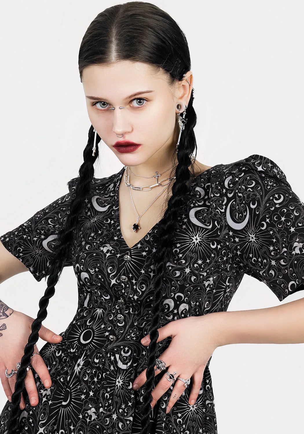 Stellaluna V Neck Button Short Sleeve Midaxi Dress All Fit