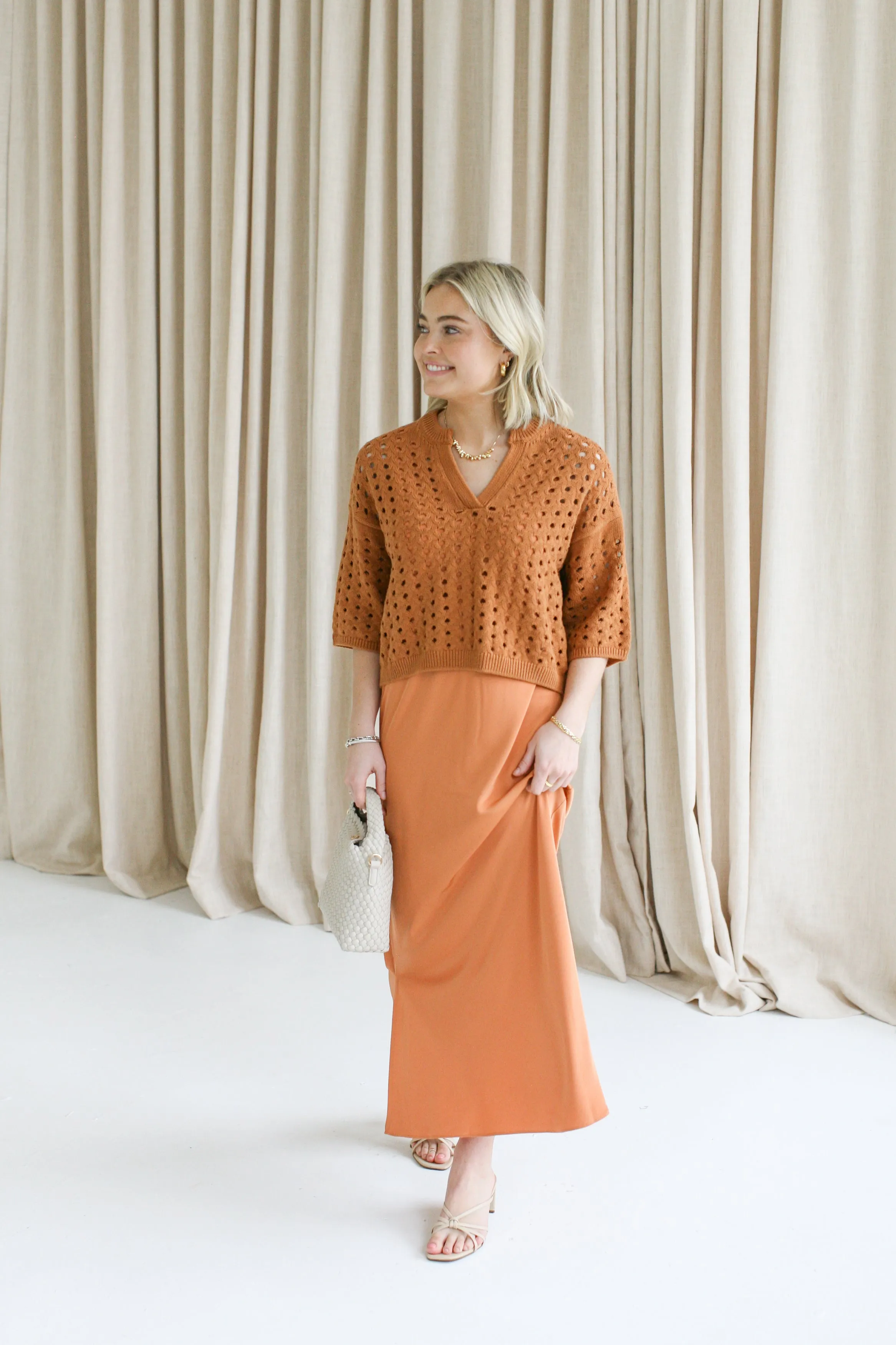 Timeless Style Wear Flexible Design Terracotta Cami Dress Set