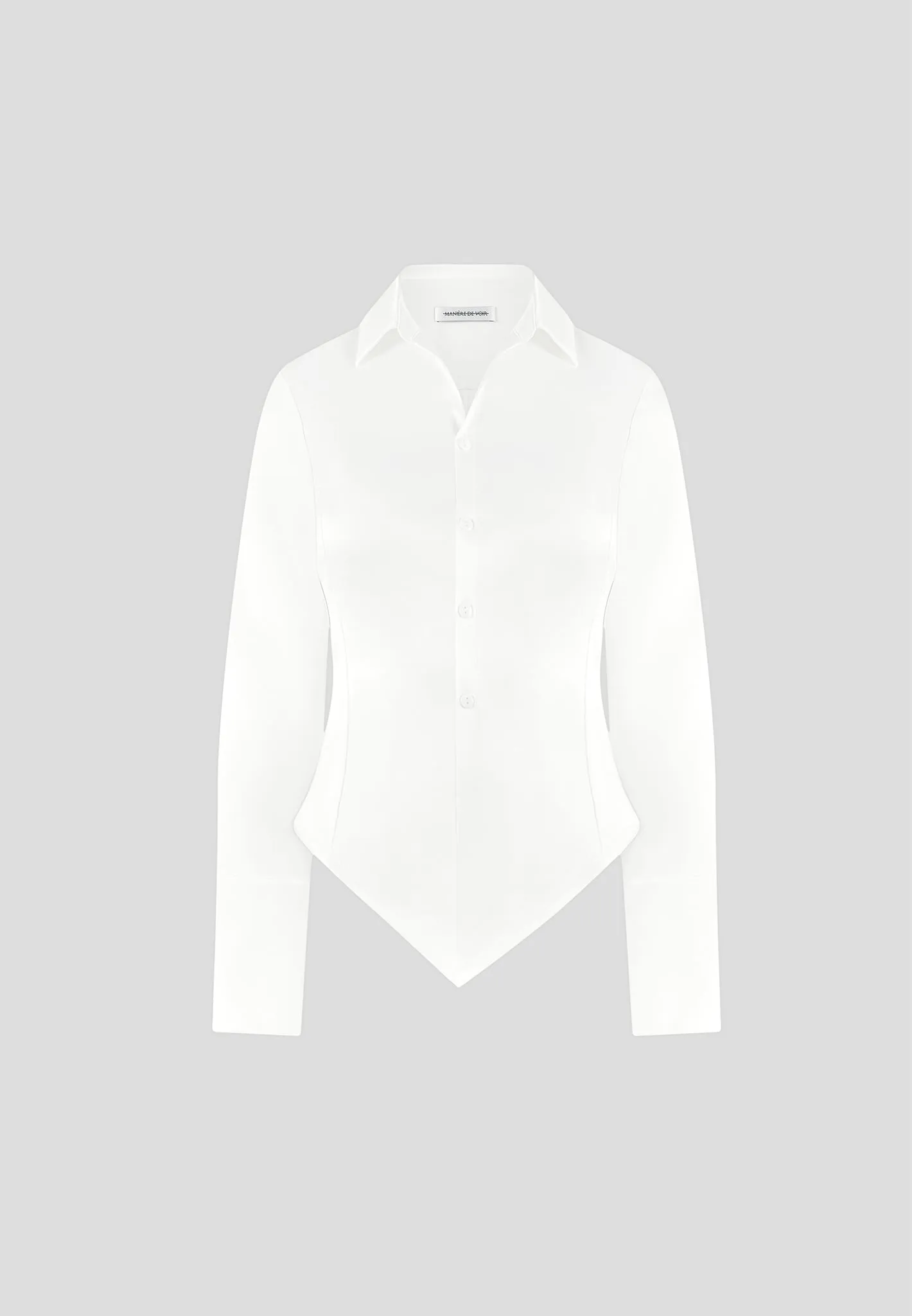 Comfy Look Wear Essential Casual Sonia - Angled Satin Shirt - White