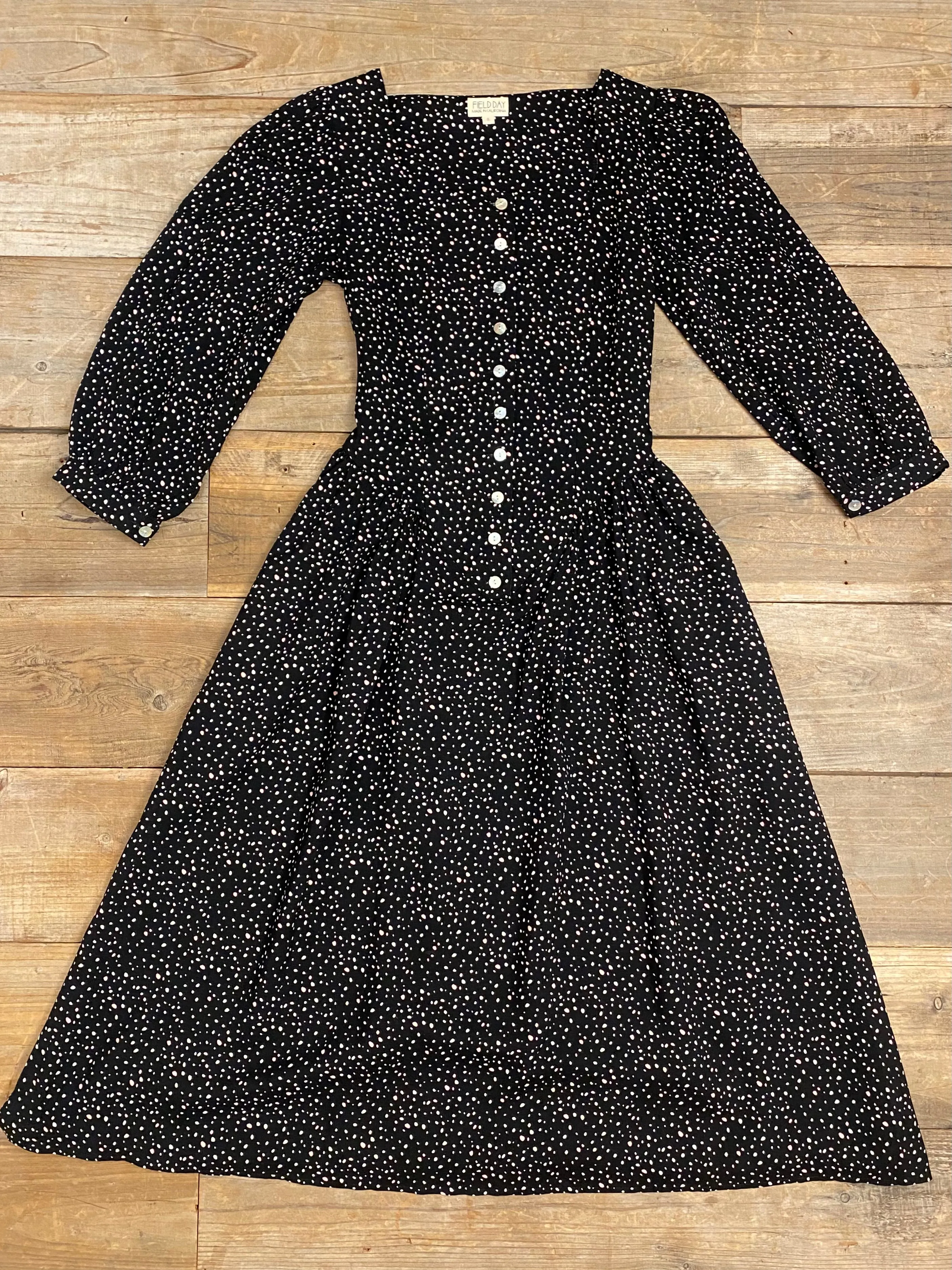 Prairie Dress in Black Dot Edgy-Look Trendy Layering