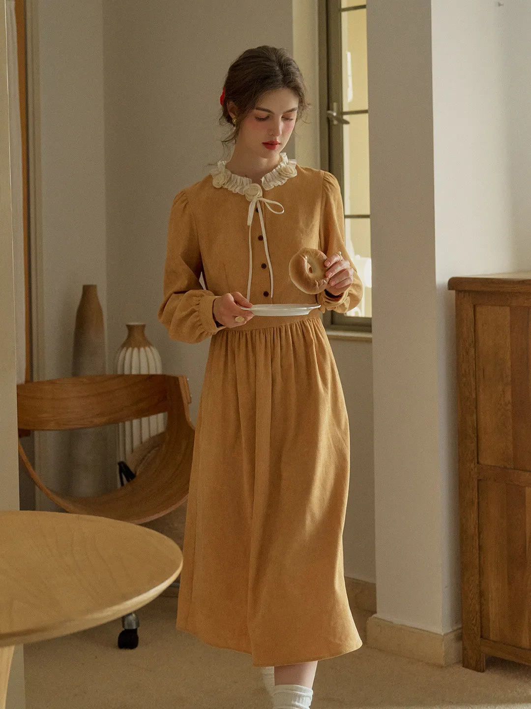 Amiri Romantic Round Neck  3D Crochet Flowers Trimmed A-line Dress Gentle Motion Sleeveless