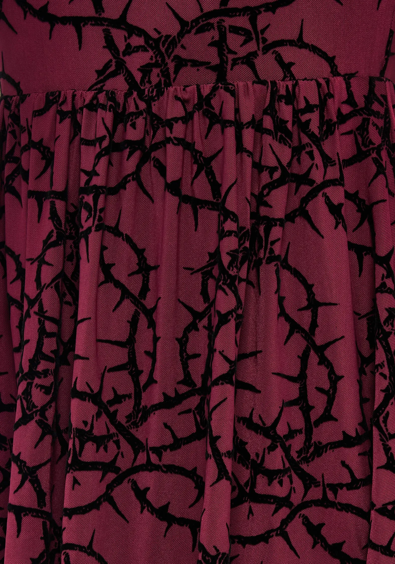 Effortless Layer Wear Beaded-Sleeve Prickle Thorn Print Mesh Puff Sleeve Mini Dress