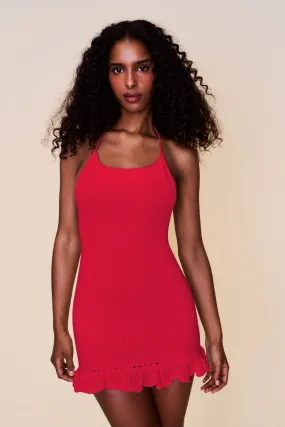 Simplistic Mood Crochet Halter Mini Dress