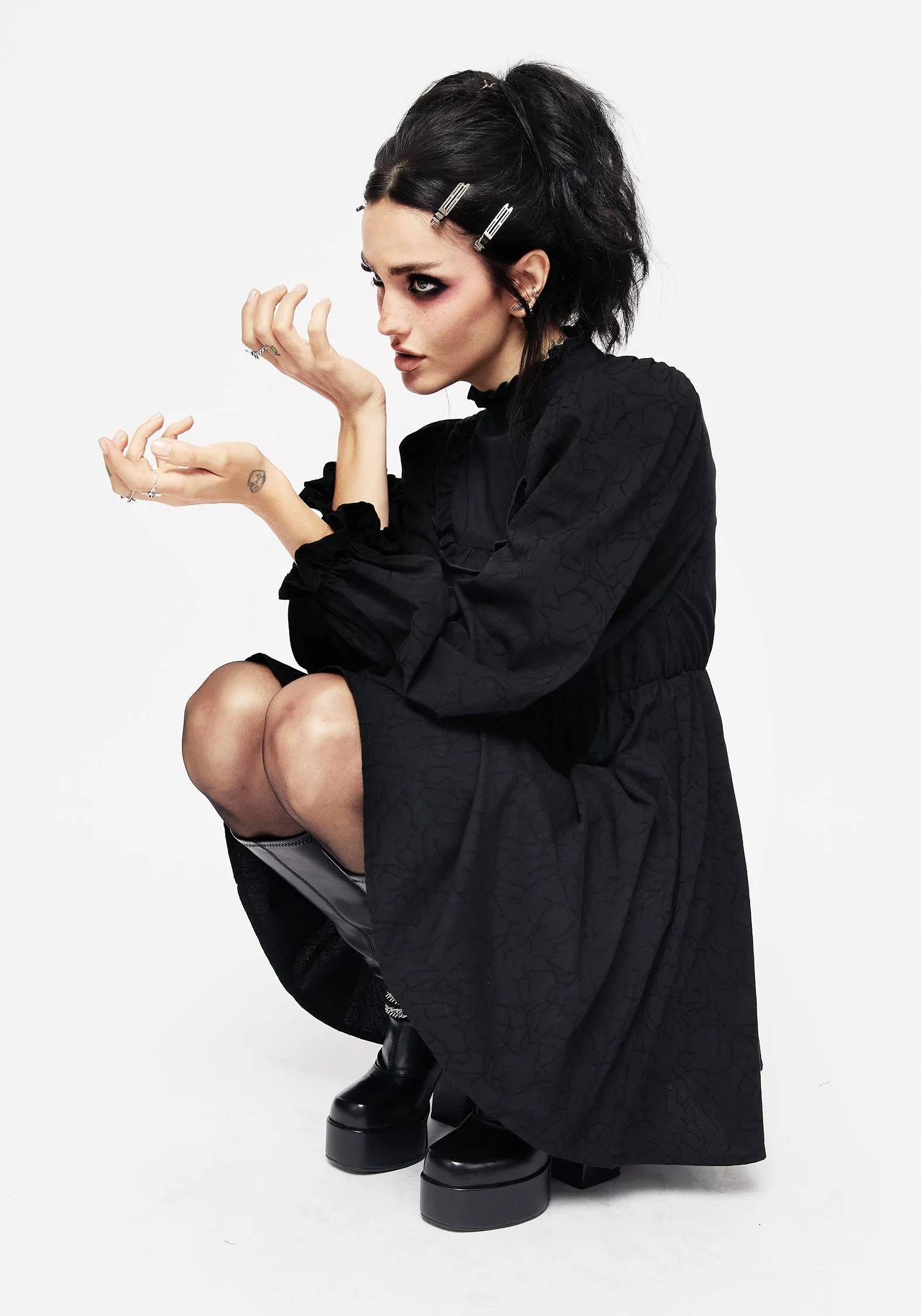 Warm Pink Priscilla High Neck Lace Mini Dress