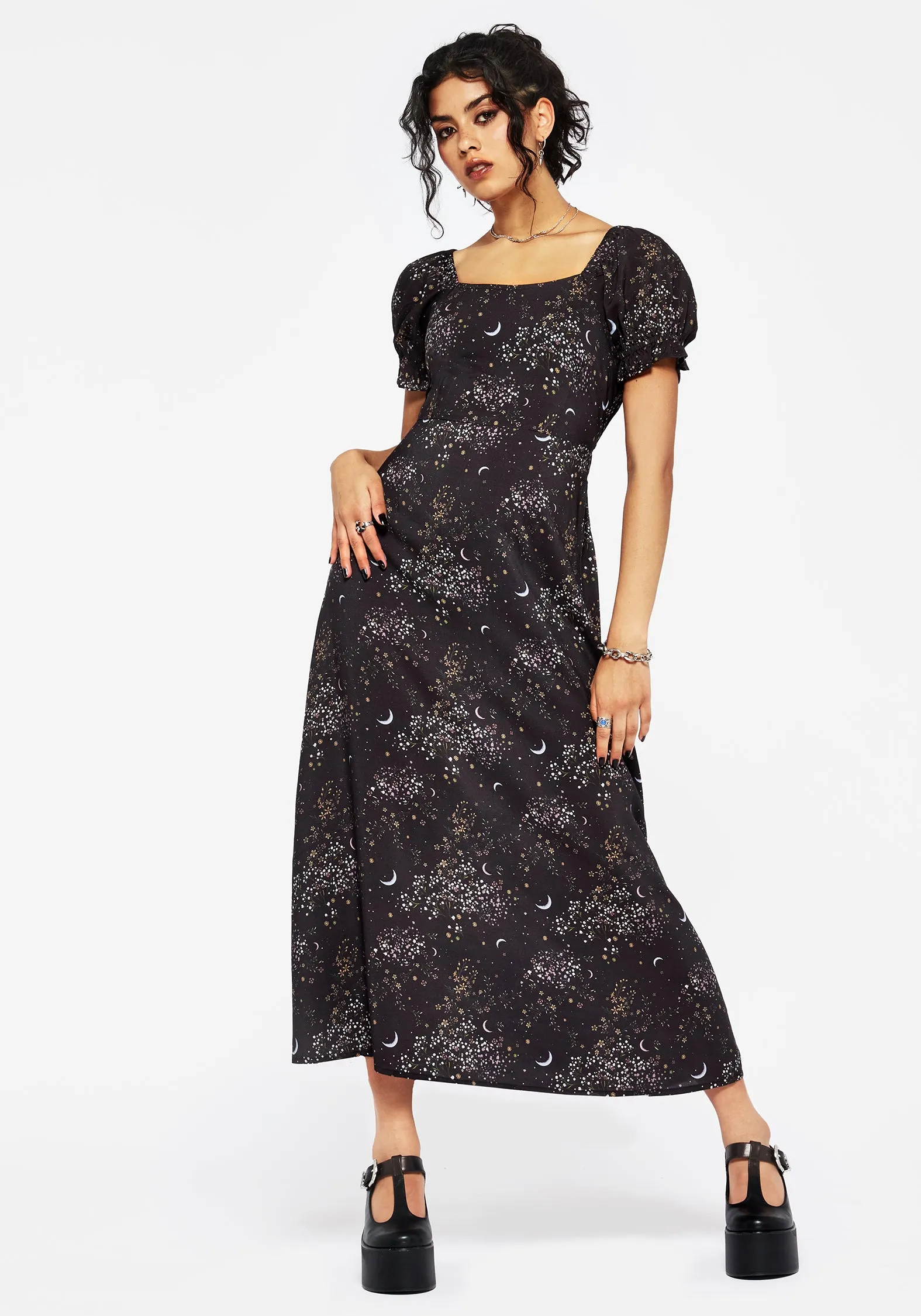 Peaseblossom Celestial Back Cut Out Midi Dress Trend Fit