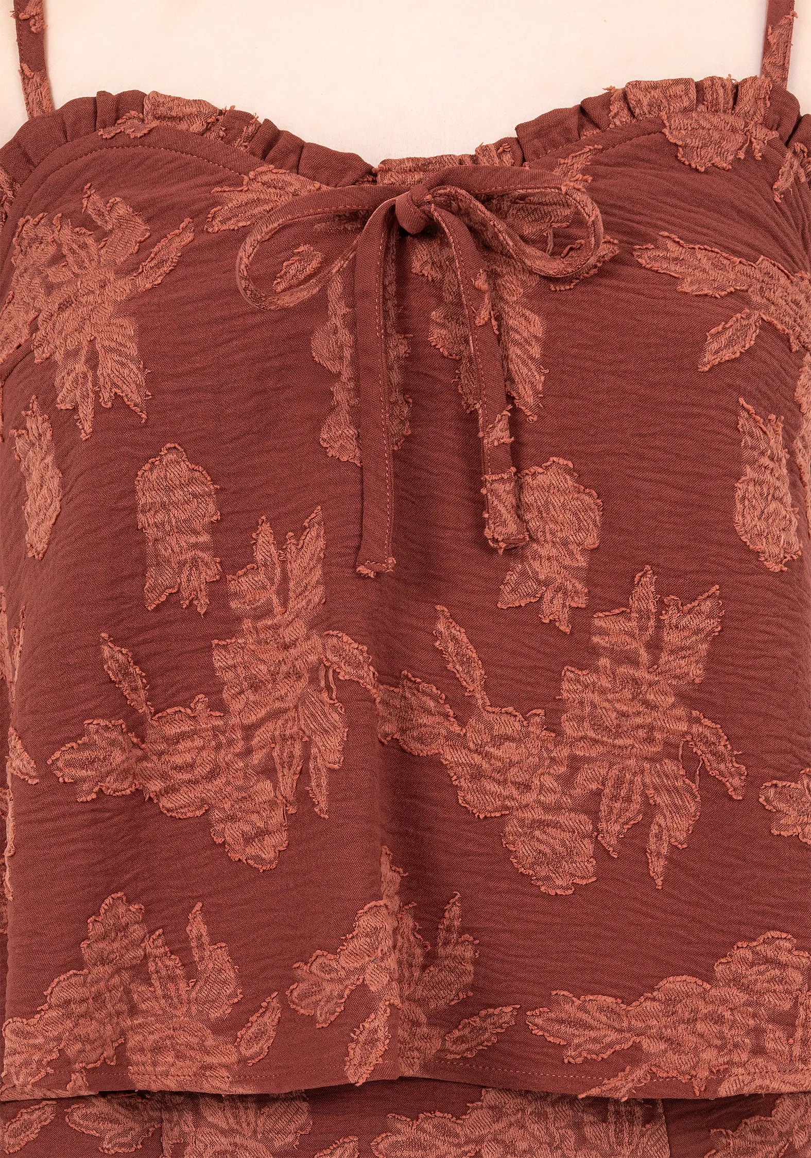 FrictionResistant Fabric Prosperity Floral Frill Neck Cami Top