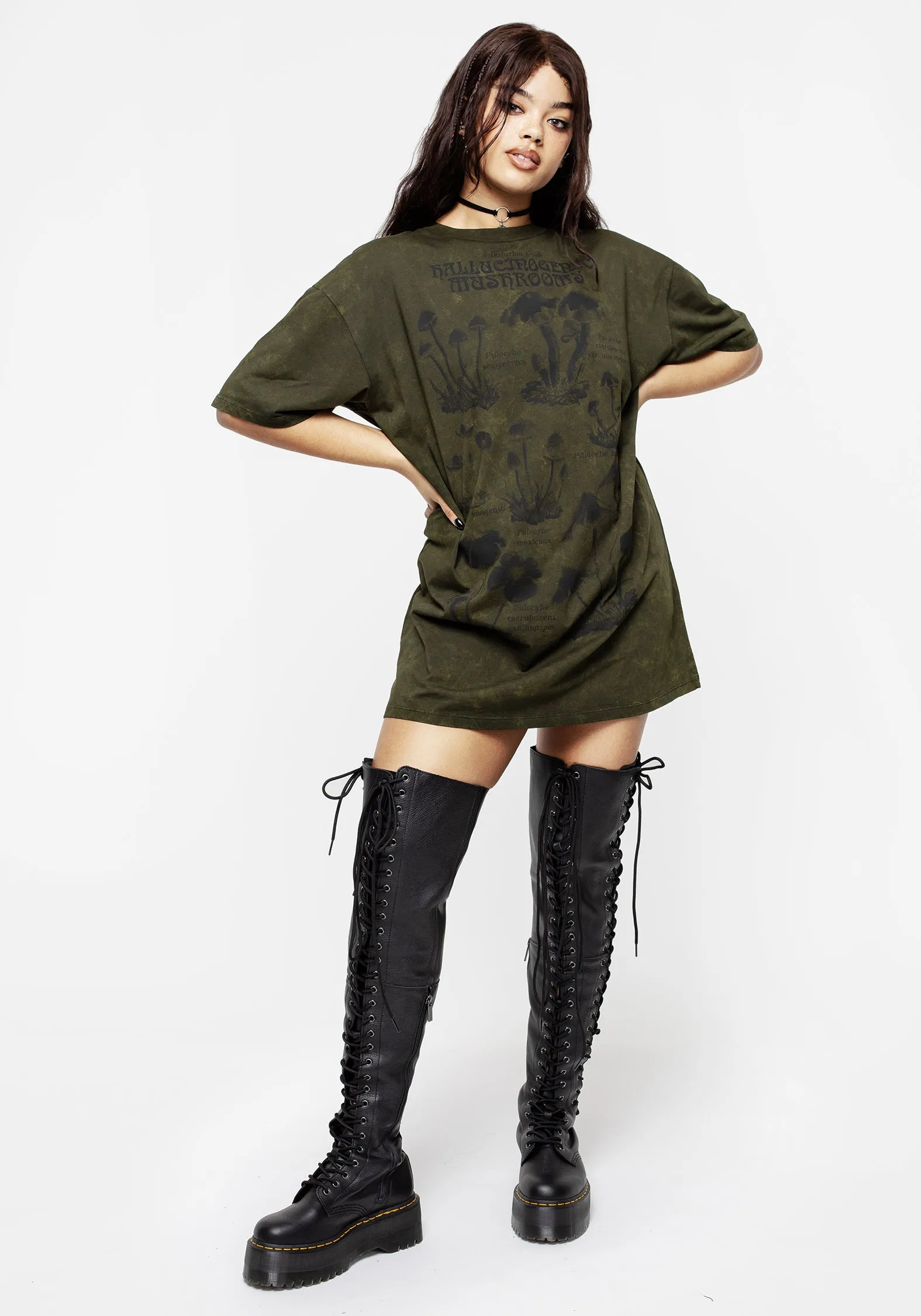 Relaxed Silhouette MultiPanelBreathability Psychotrope Mushroom Tee Dress