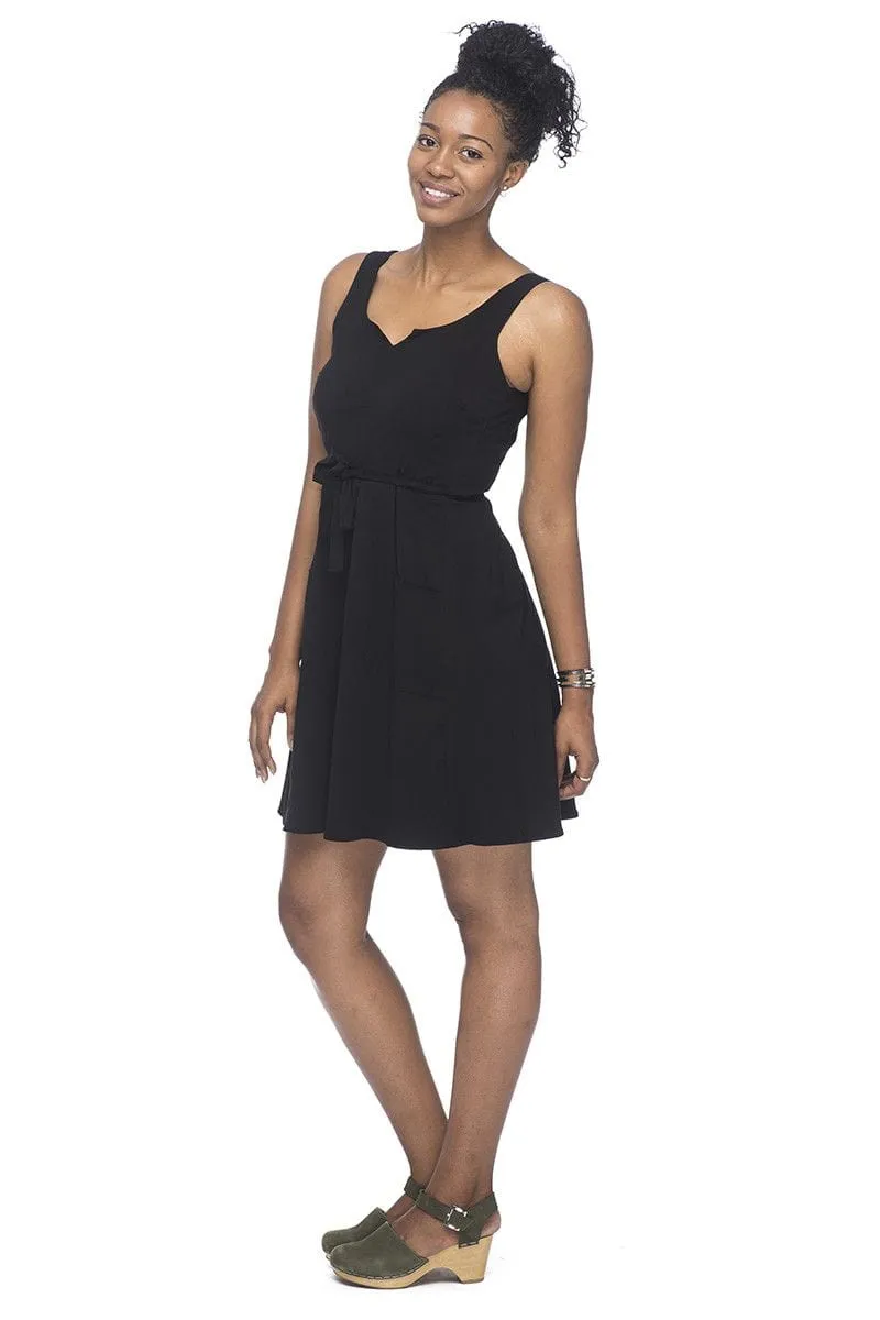 Wrap Dress in Black Balanced Fit Practical work-to-play piece