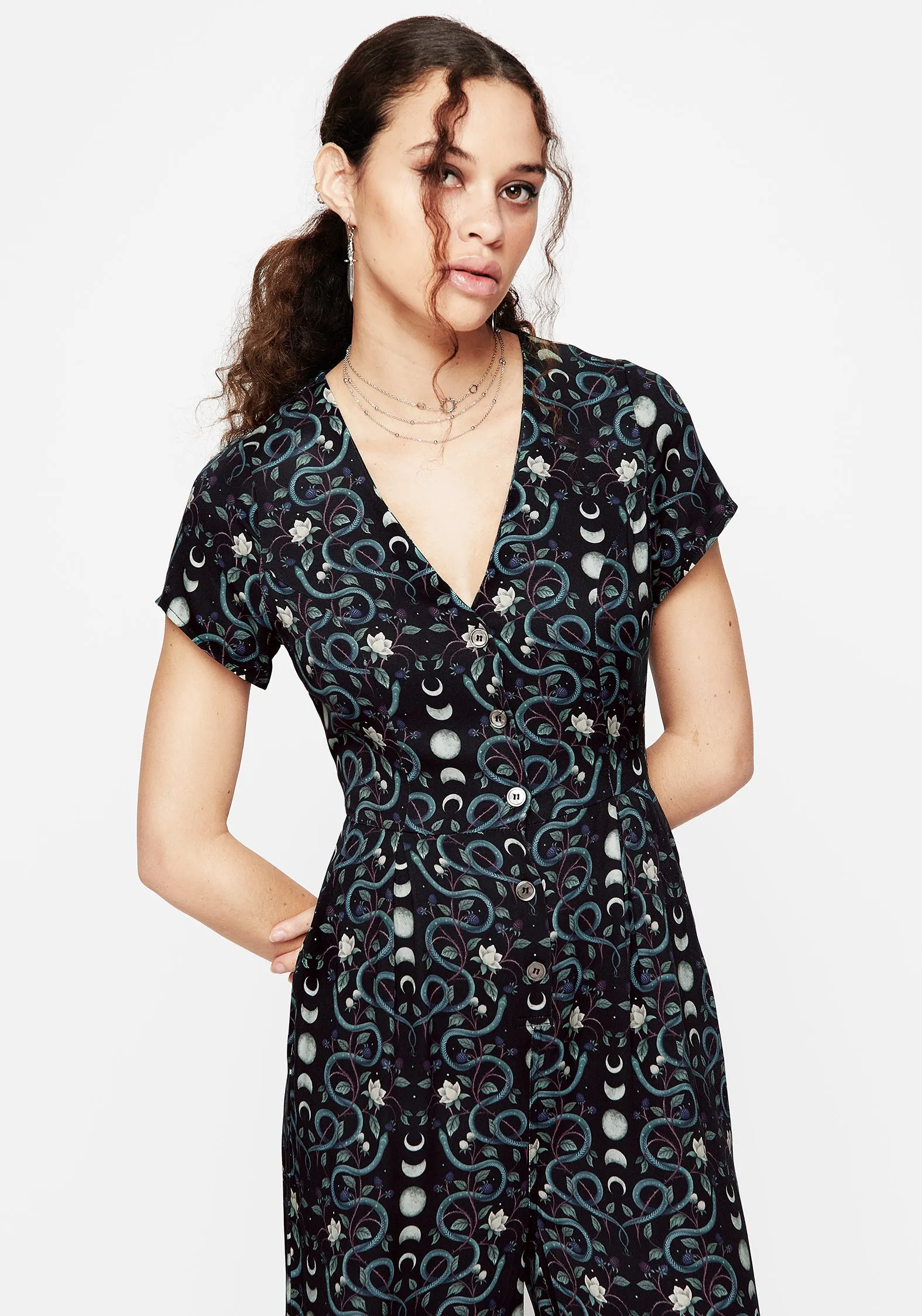 Pythia Button Up Jumpsuit Premium Dynamic Travel Street