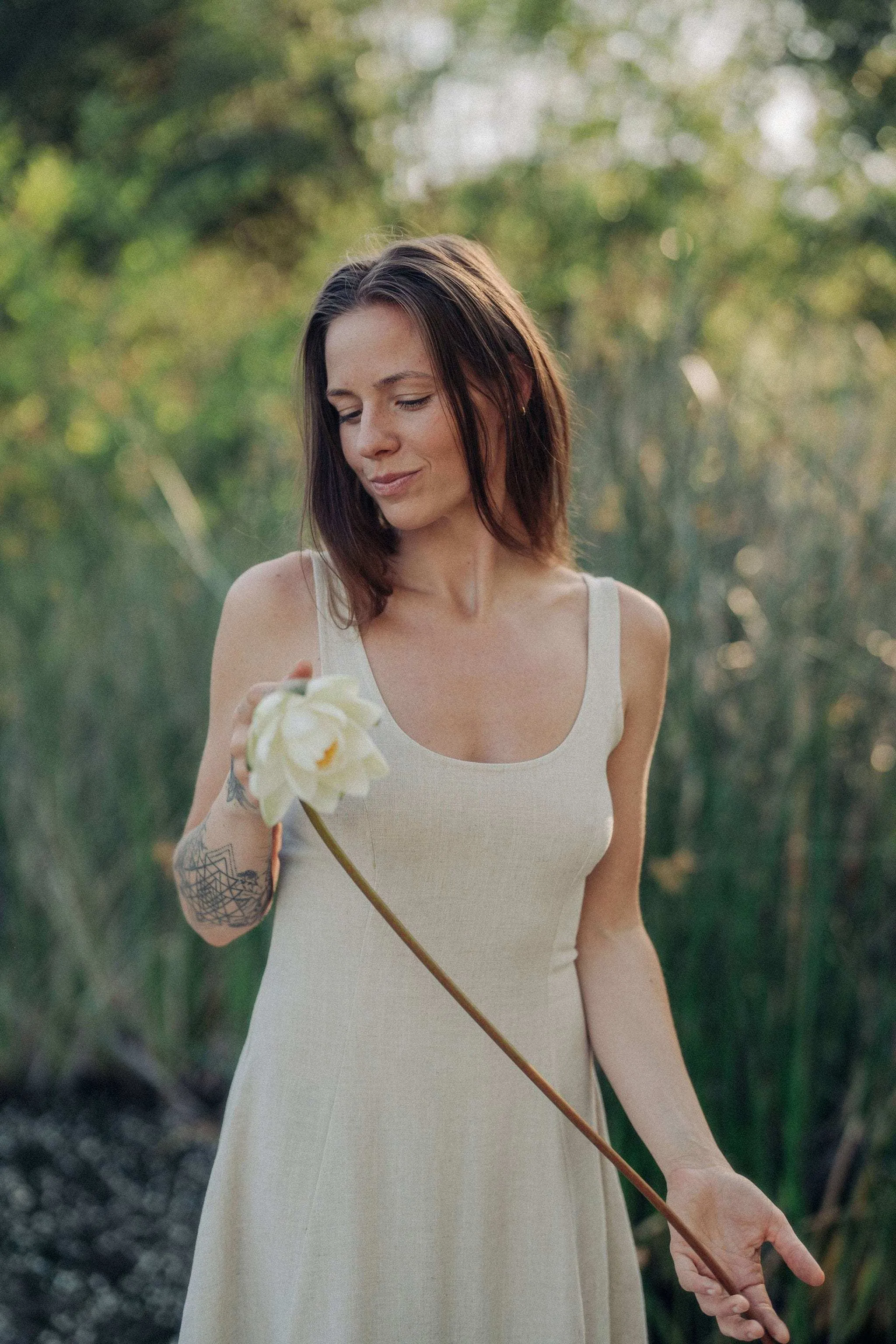 Chill Lines Delana Dress in Oat Linen