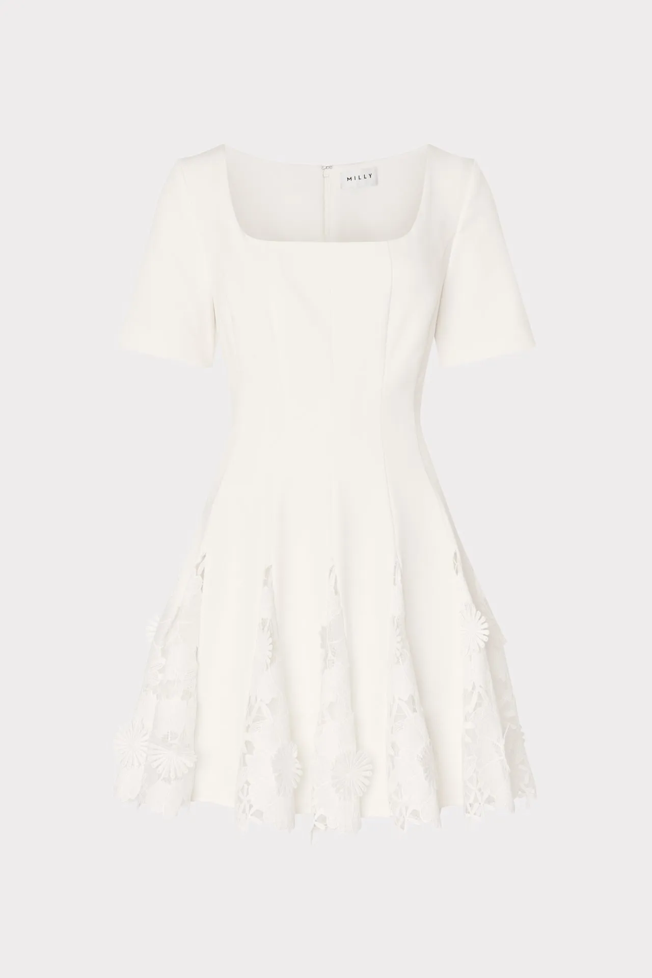 Butterfly Sleeve Option Fun Twist Joy Lace Combo Mini Godet Dress