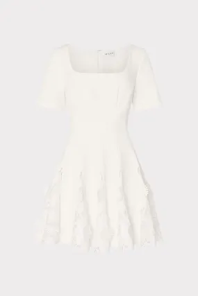 Joy Lace Combo Mini Godet Dress Shade Soft Mesh-Sleeve