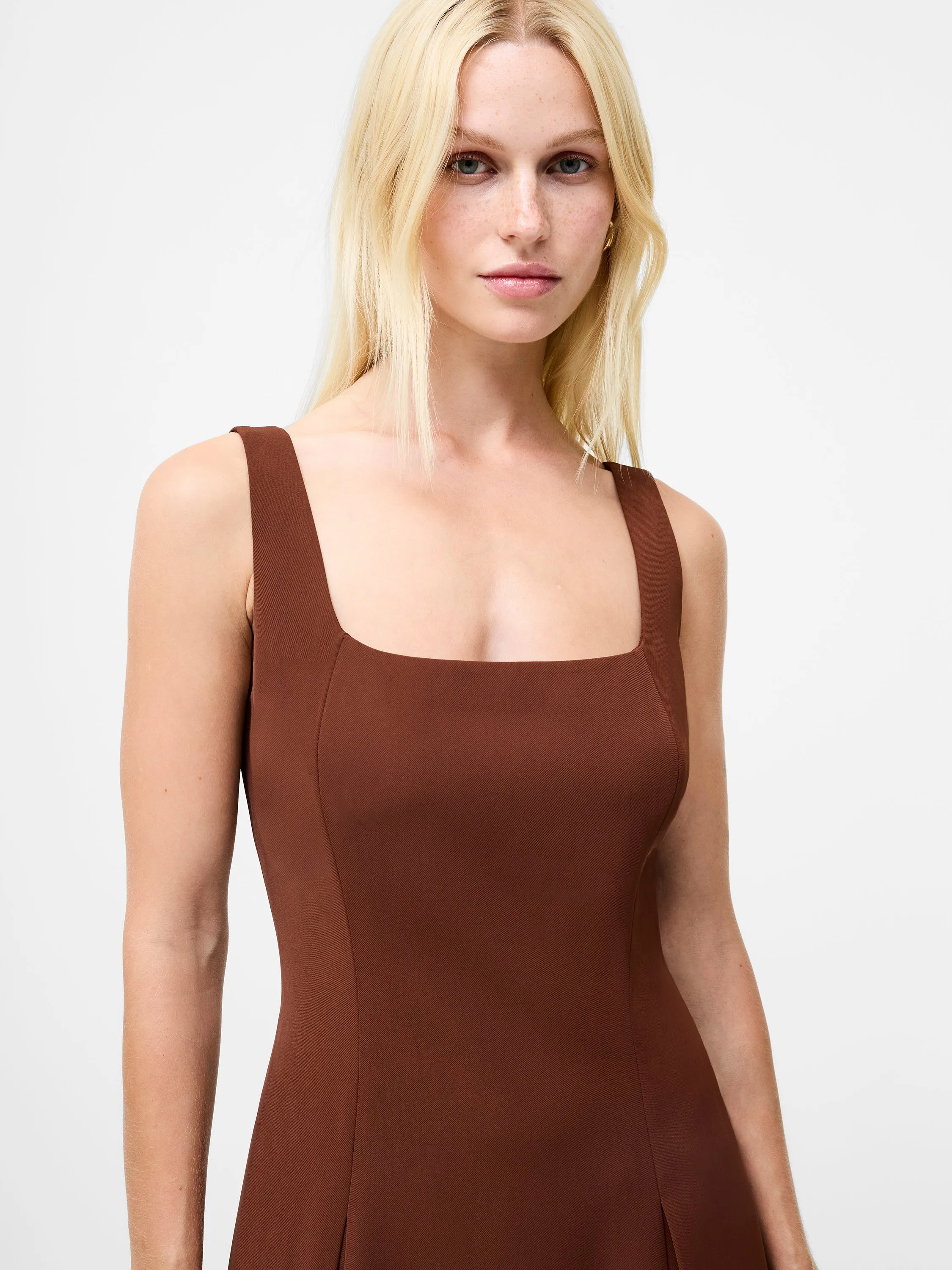 monochrome countryside Square Neck Fit & Flare Mini Dress