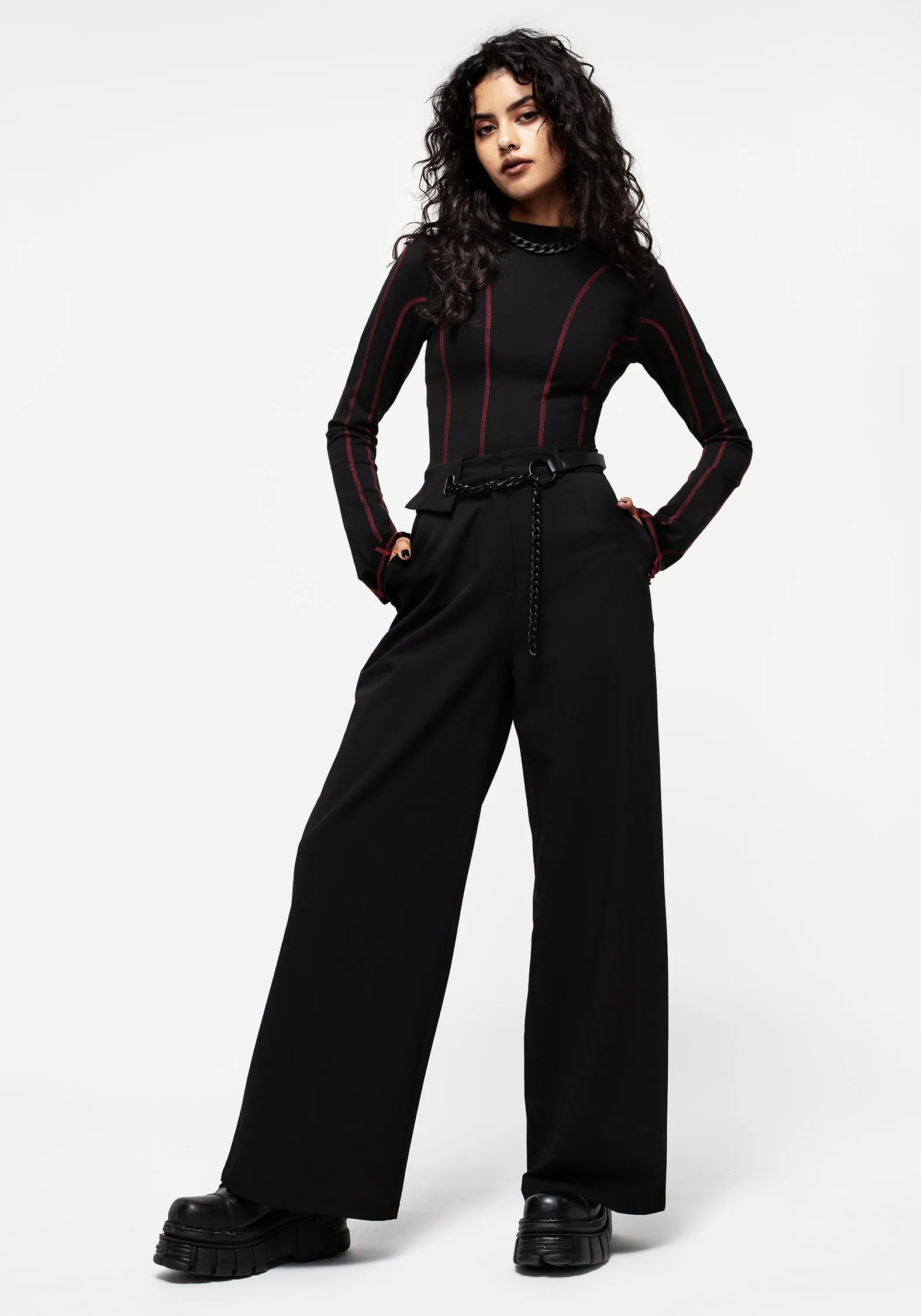 QuickPackFoldableDesign SmoothZipper Lissa Contrast Stitch Long Sleeve Top