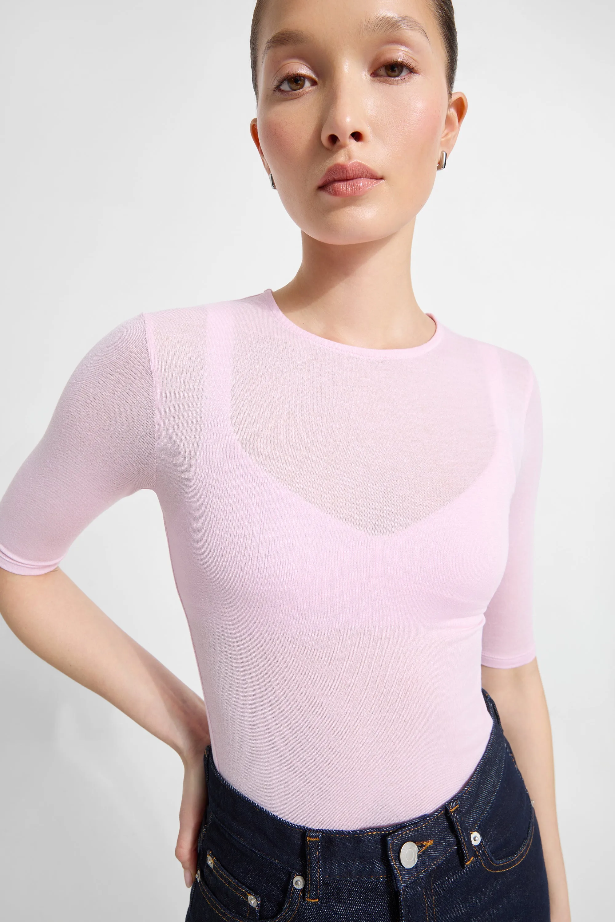 ThermalRegulating Fabric Seamless Design Sheer Frankie Top