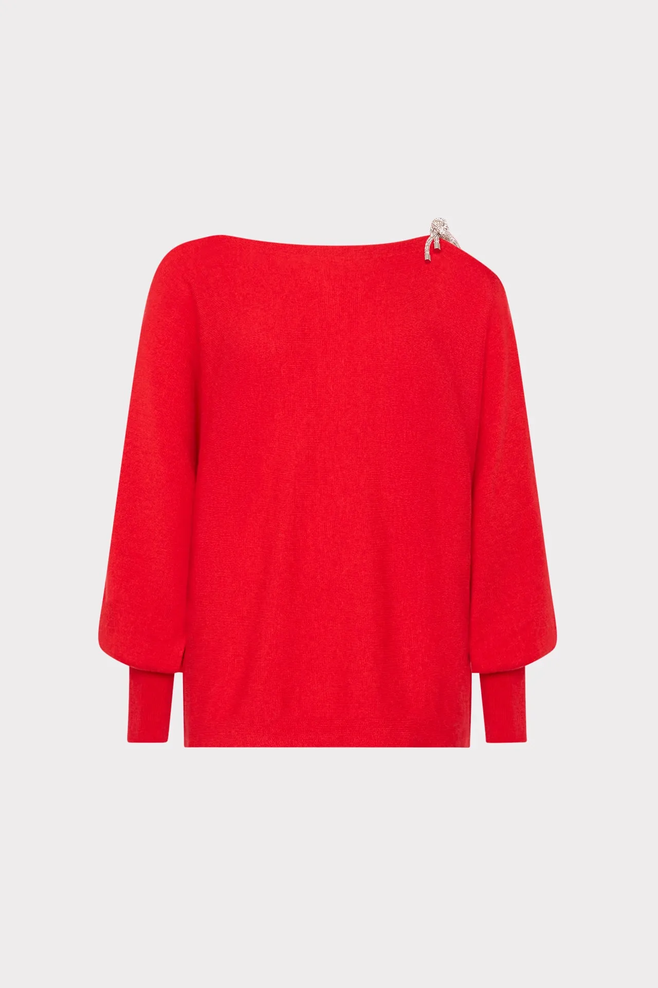 Ida Crystal Bow Cold Shoulder Sweater QuickRelease High Collar Protection Design