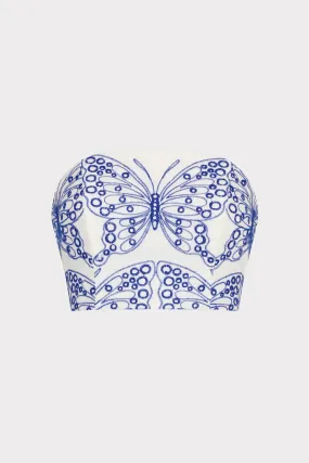 Butterfly Eyelet Strapless Crop Top Wicking Inner Lining