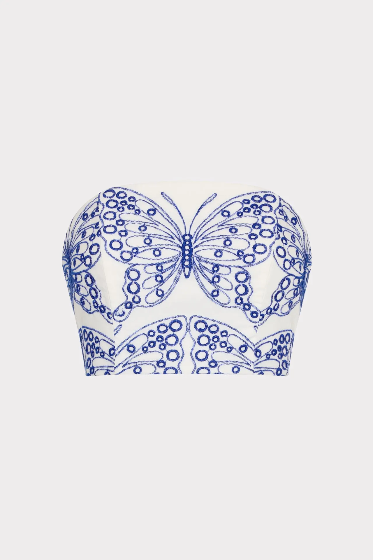 ZeroWasteProduction Durable Weave Butterfly Eyelet Strapless Crop Top