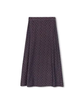 City Mood Knee Length Geometric Textured A-Line Skirt