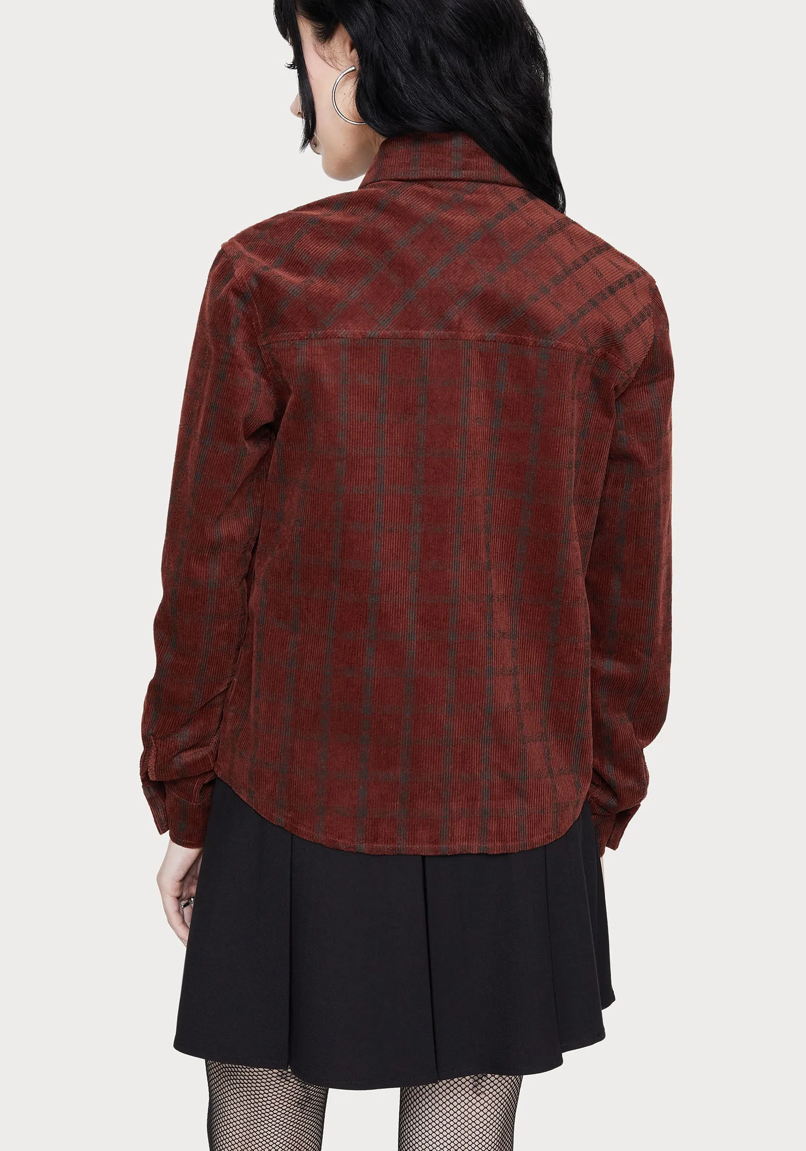 Modern Look Cozy Wear Terracotta Check Cord Shirt