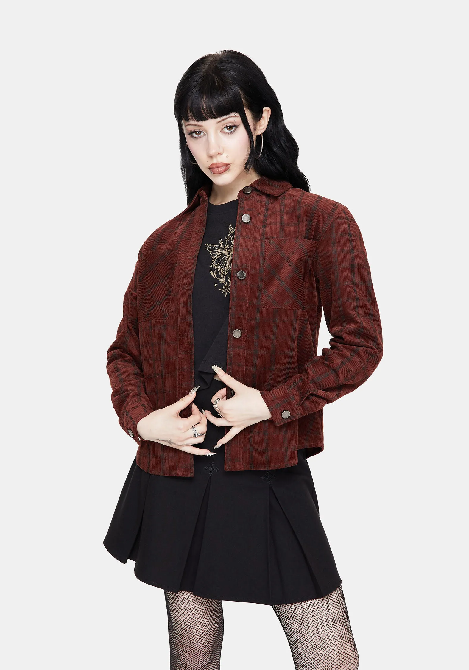 Terracotta Check Cord Shirt SoftTouchFinish