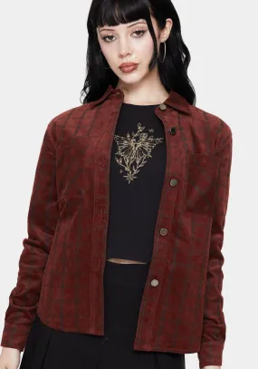 Terracotta Check Cord Shirt Non Restrictive Cut