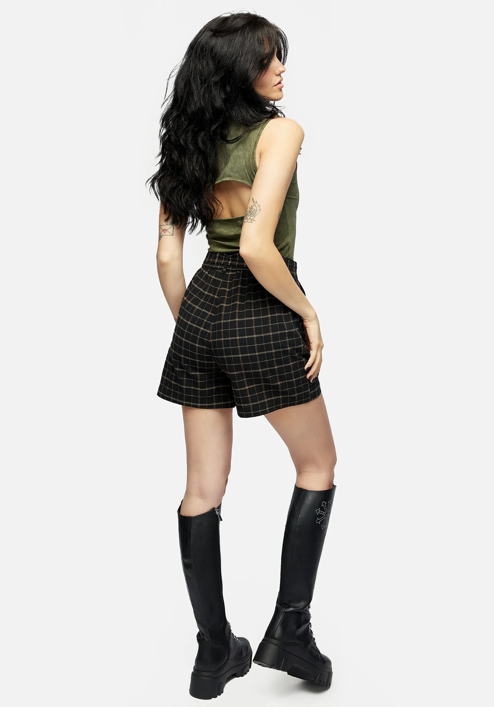 Roll Up Fasten Adjustable Ties Ransom Tie Waist Shorts