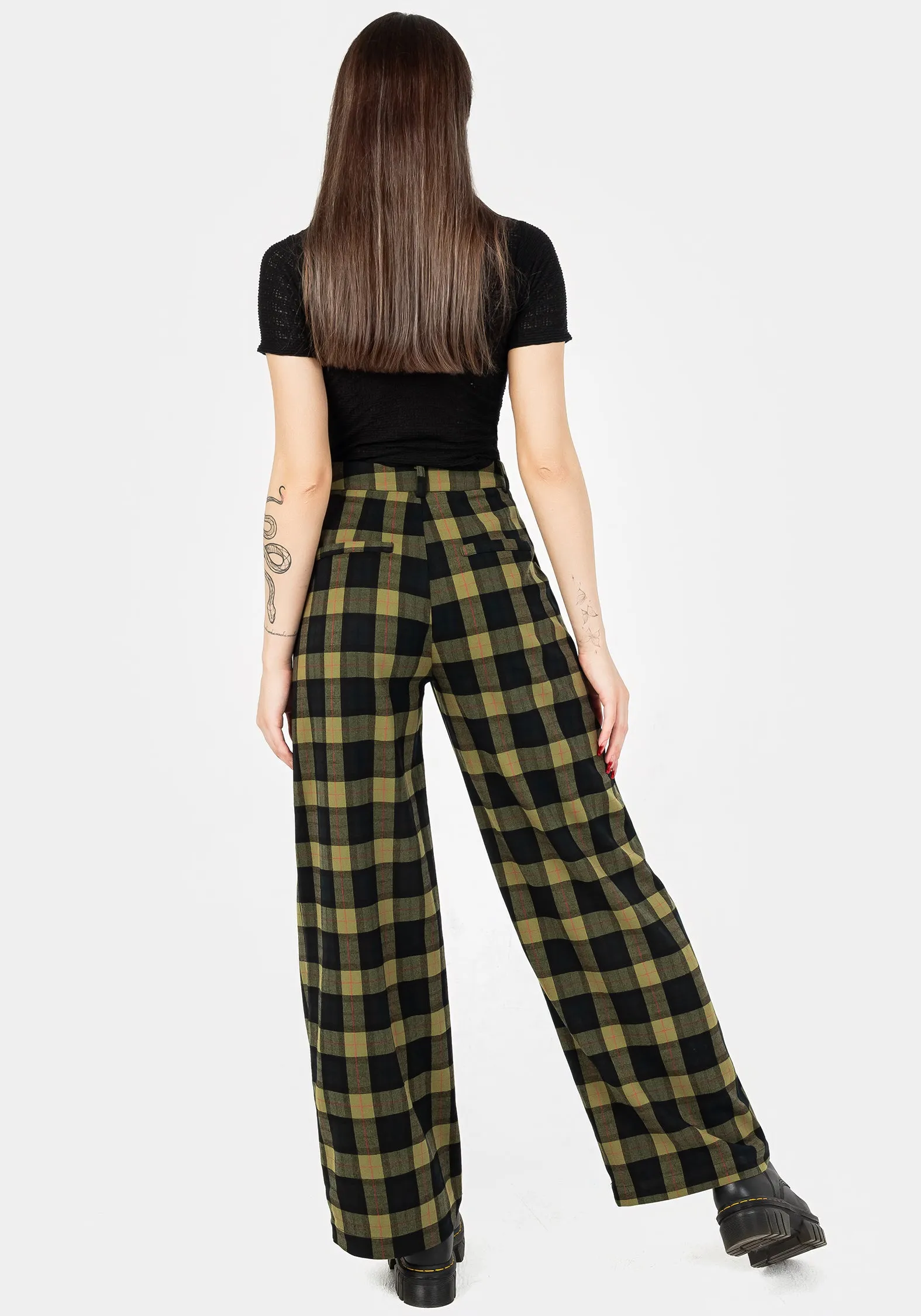 Rapture Wide Leg Check Trousers Refined Sophistication Soft Tones