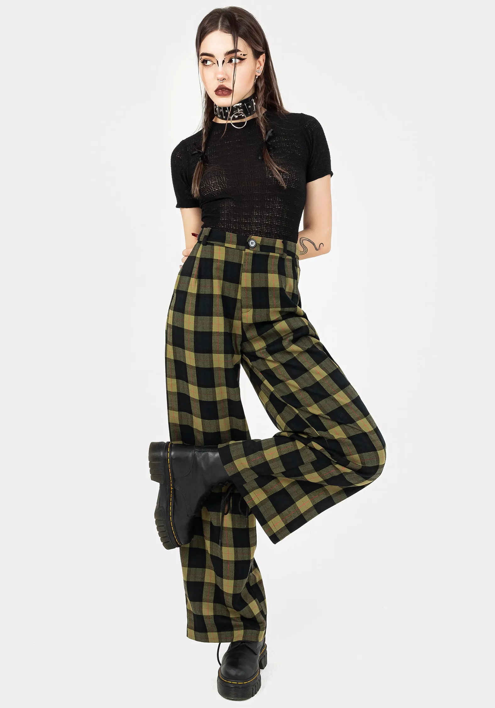 Layered Hem Rapture Wide Leg Check Trousers