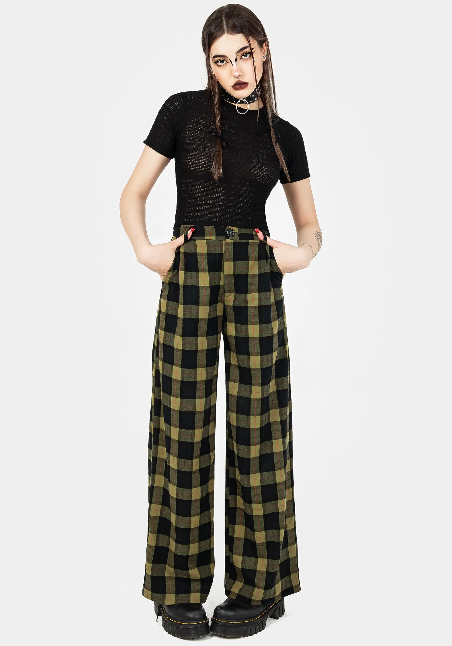 Celebrity Style Performance Wear Rapture Wide Leg Check Trousers