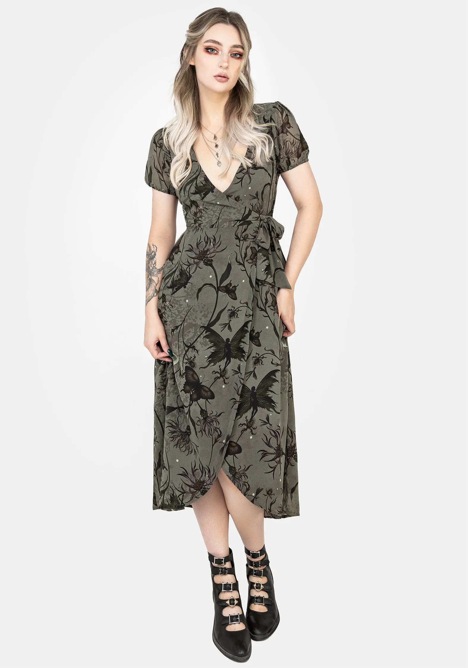 Cocktail-Party Gloriana Floral Print Chiffon Midaxi Wrap Dress