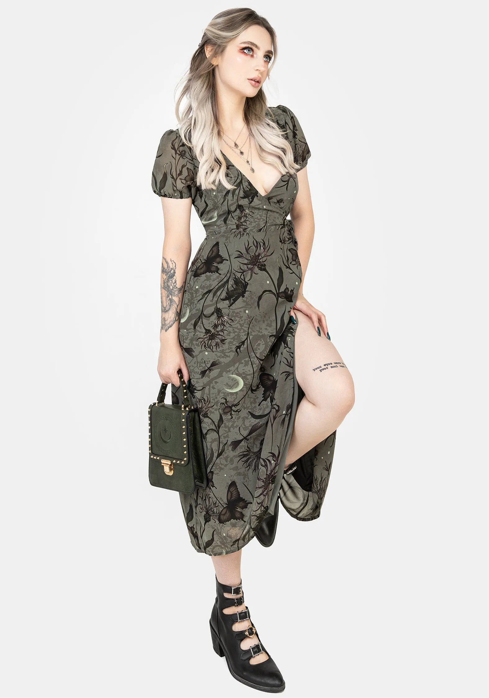 Boxy-Style Gloriana Floral Print Chiffon Midaxi Wrap Dress