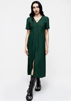 Realm Button Down Midi Dress - Sycamore Green Soft-touch day dress