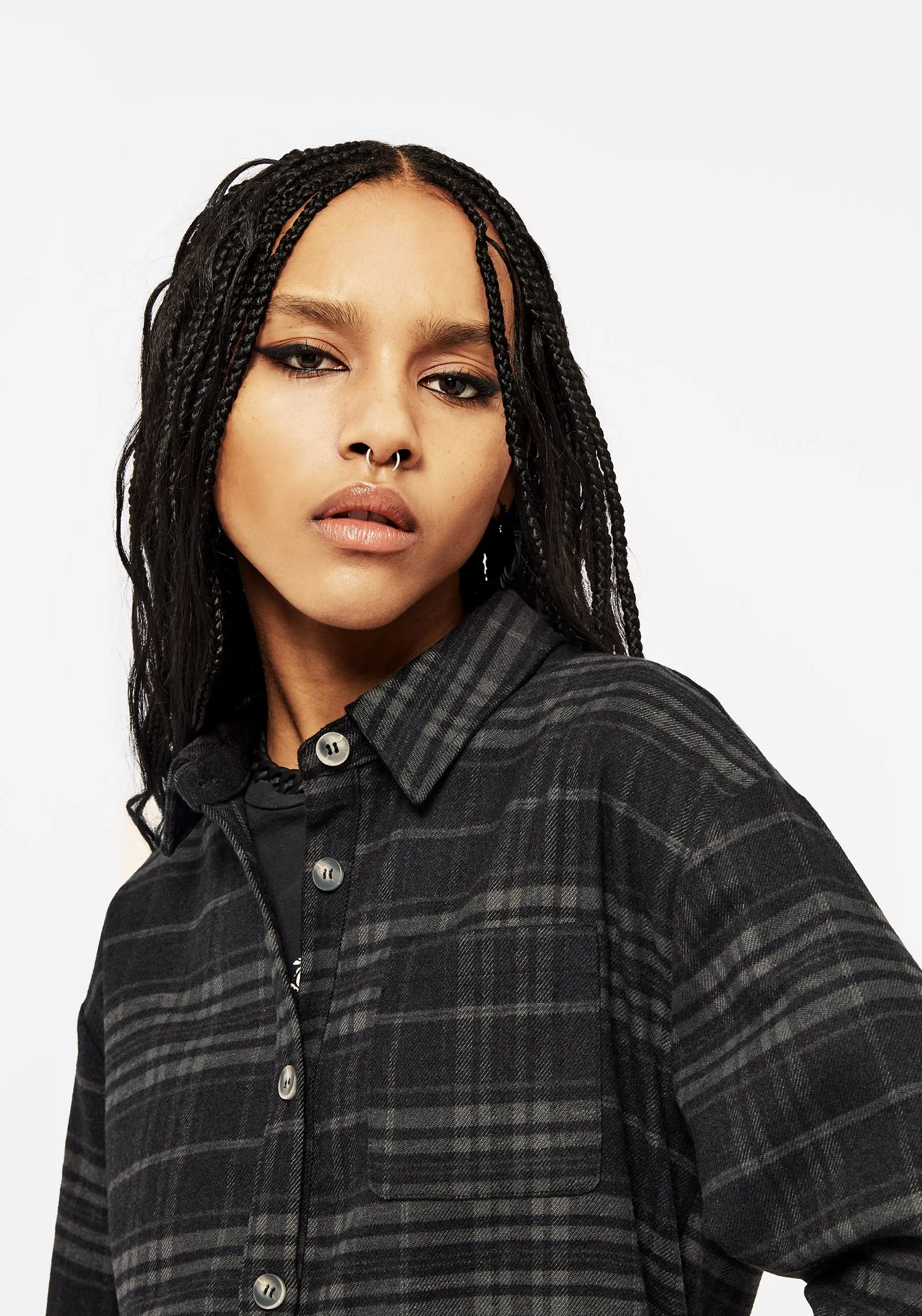 Reckless Check Longline Shirt Creative Professional slim fit