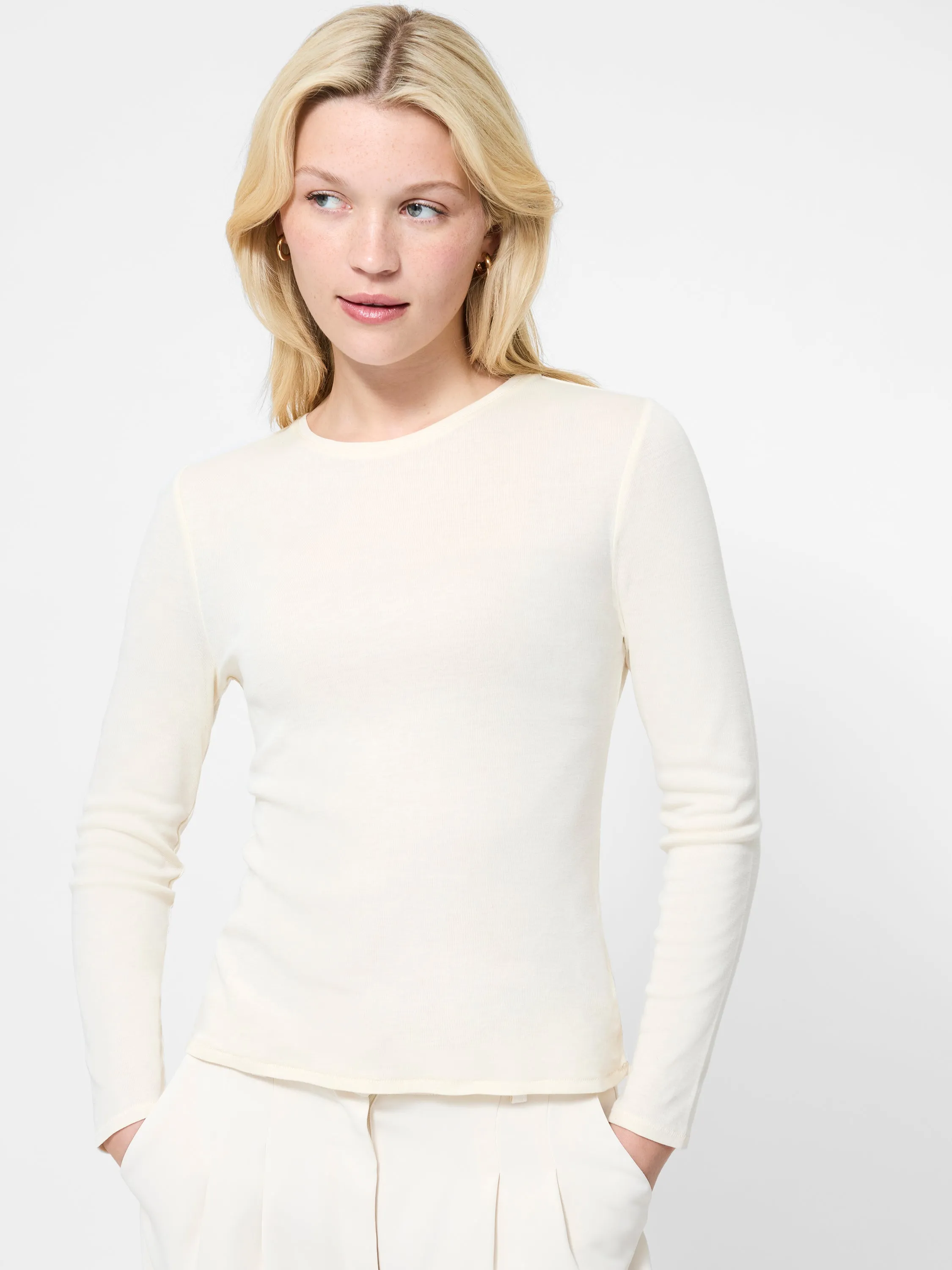 Reeves Jersey Long Sleeve Tee Chic Look V-neck Shirt