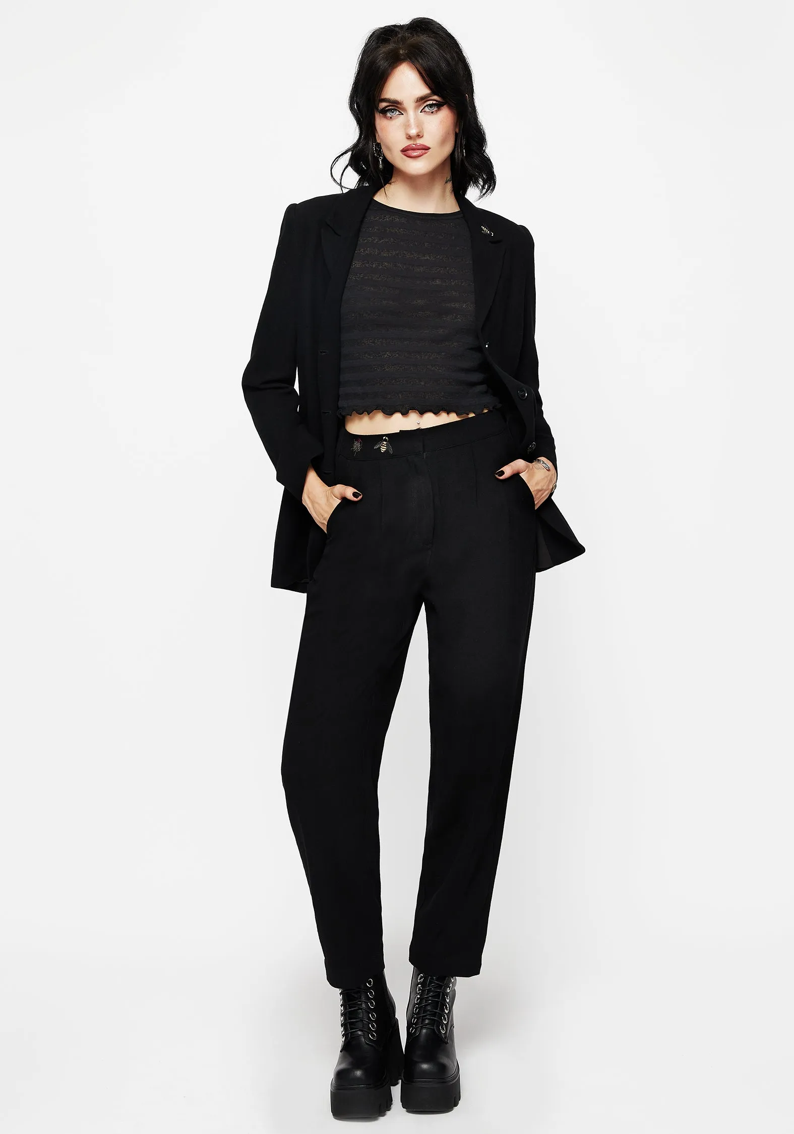 Chloris Embroidered Waist Balloon Trouser Texture Focus Flexible Material