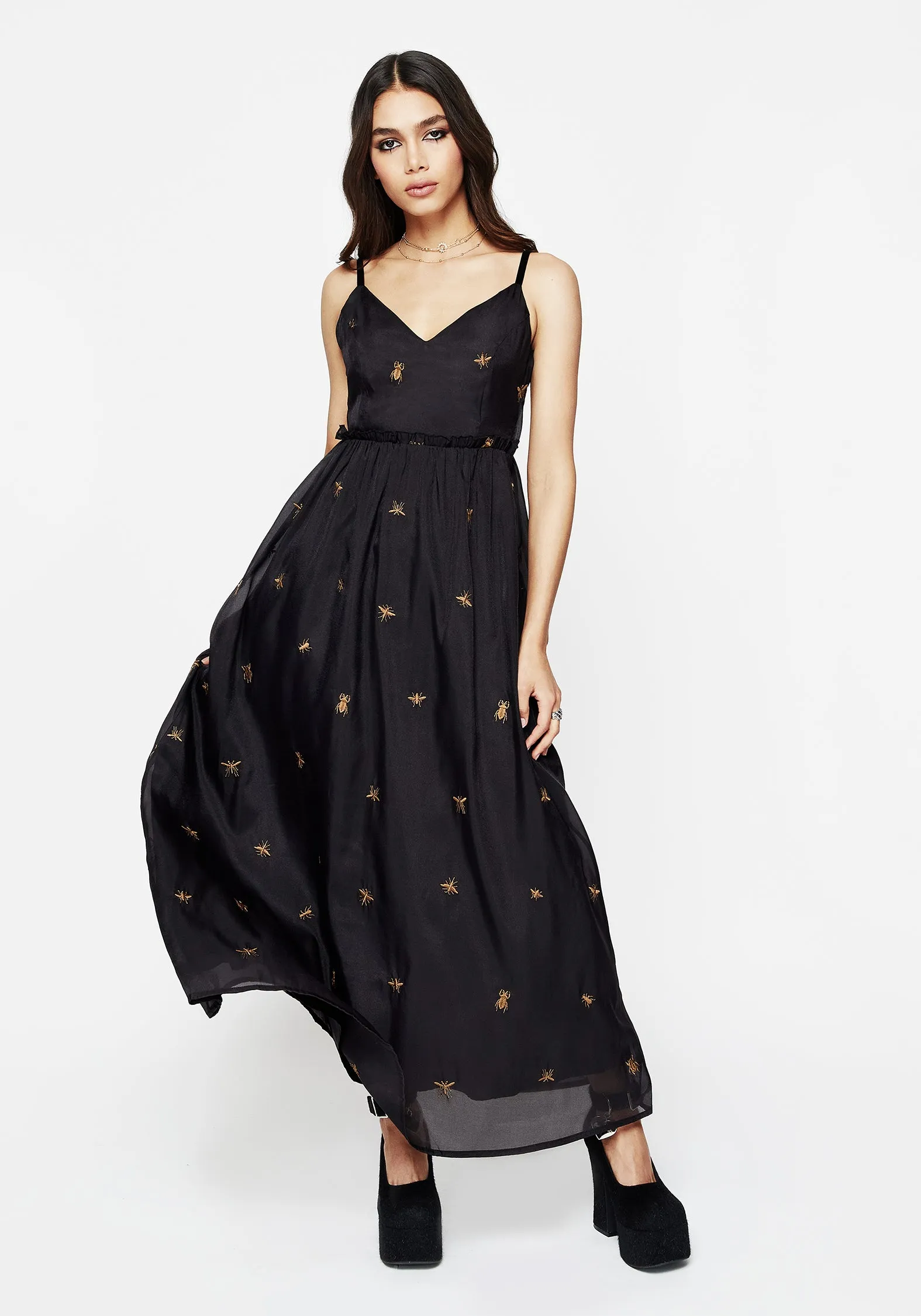 Insectarium Embroidered Organza Cami Gown Japan Line Pure Comfort